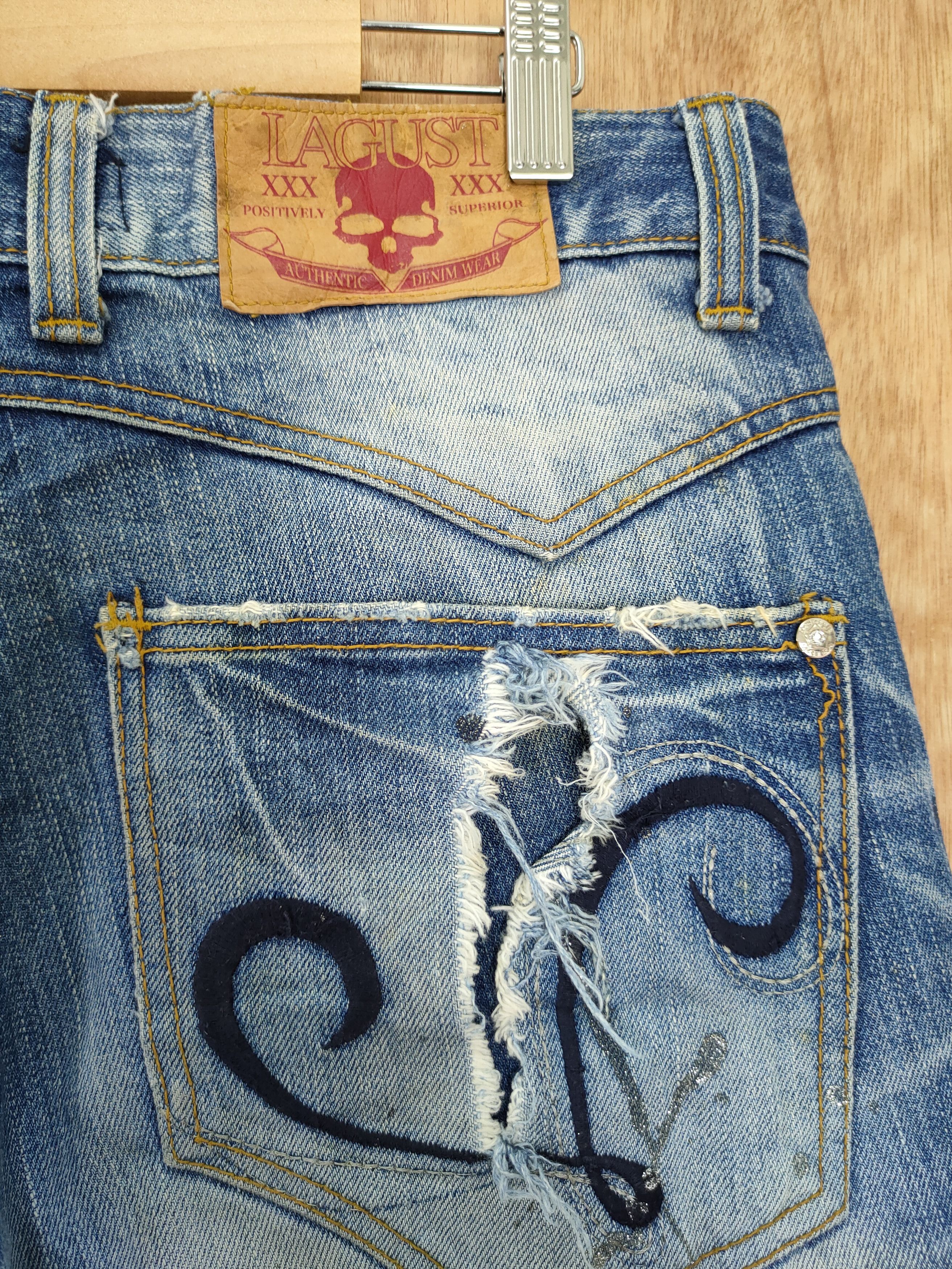 Japanese Brand DLL Lagust distressed skull denim streetwear pants #46-089 Size US 34 / EU 50 - 8 Thumbnail