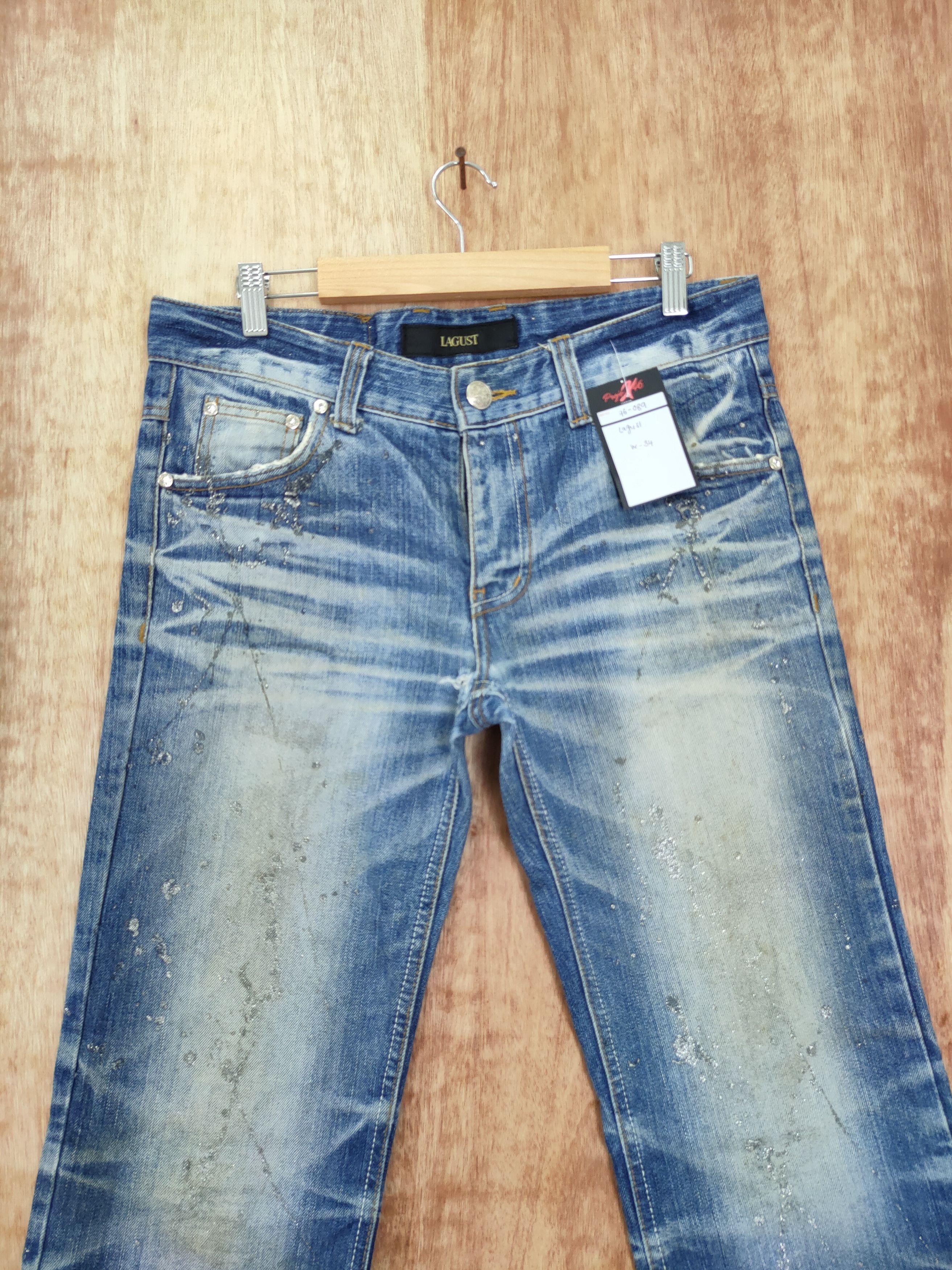 Japanese Brand DLL Lagust distressed skull denim streetwear pants #46-089 Size US 34 / EU 50 - 4 Thumbnail