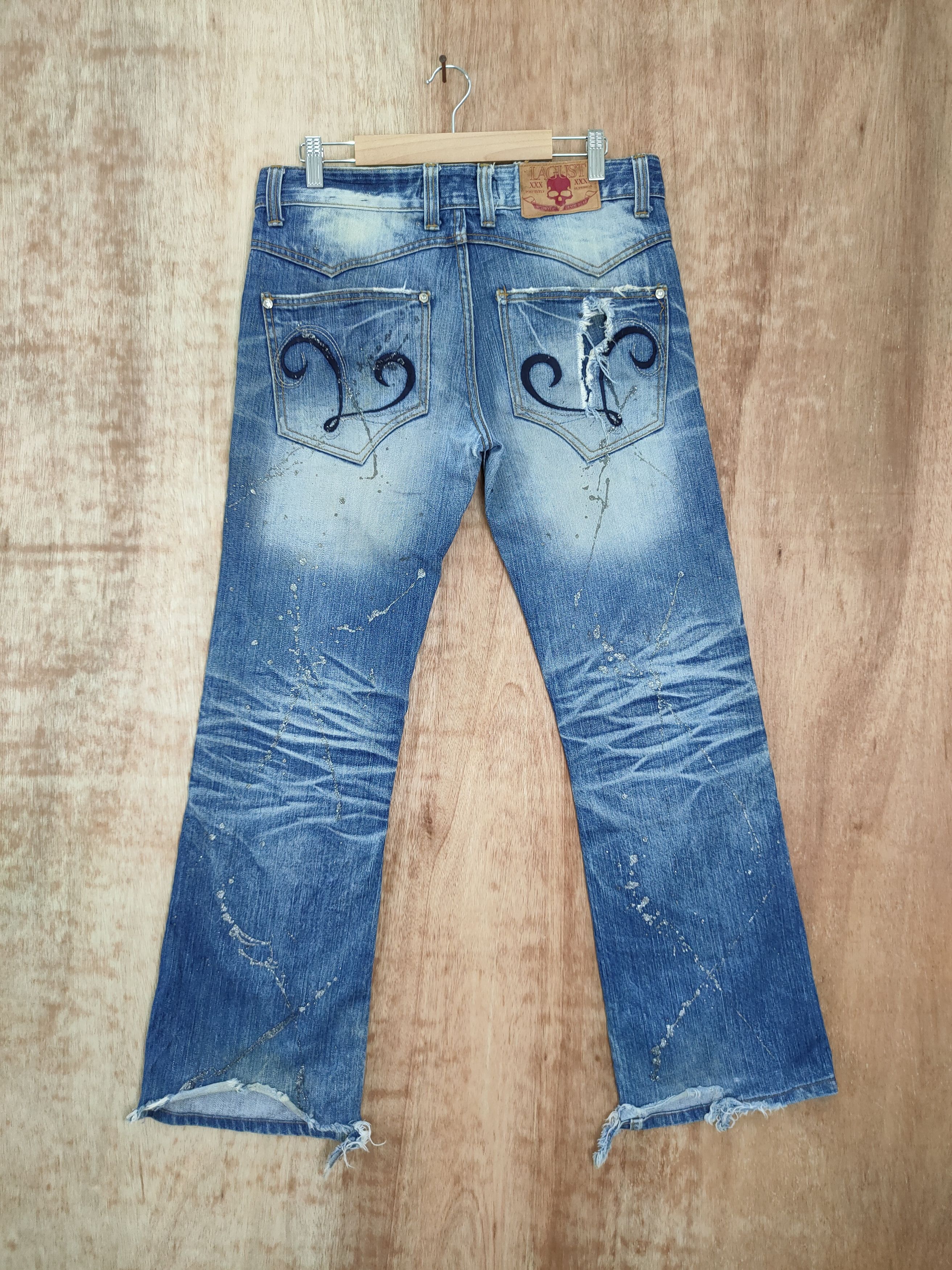 Japanese Brand DLL Lagust distressed skull denim streetwear pants #46-089 Size US 34 / EU 50 - 1 Thumbnail
