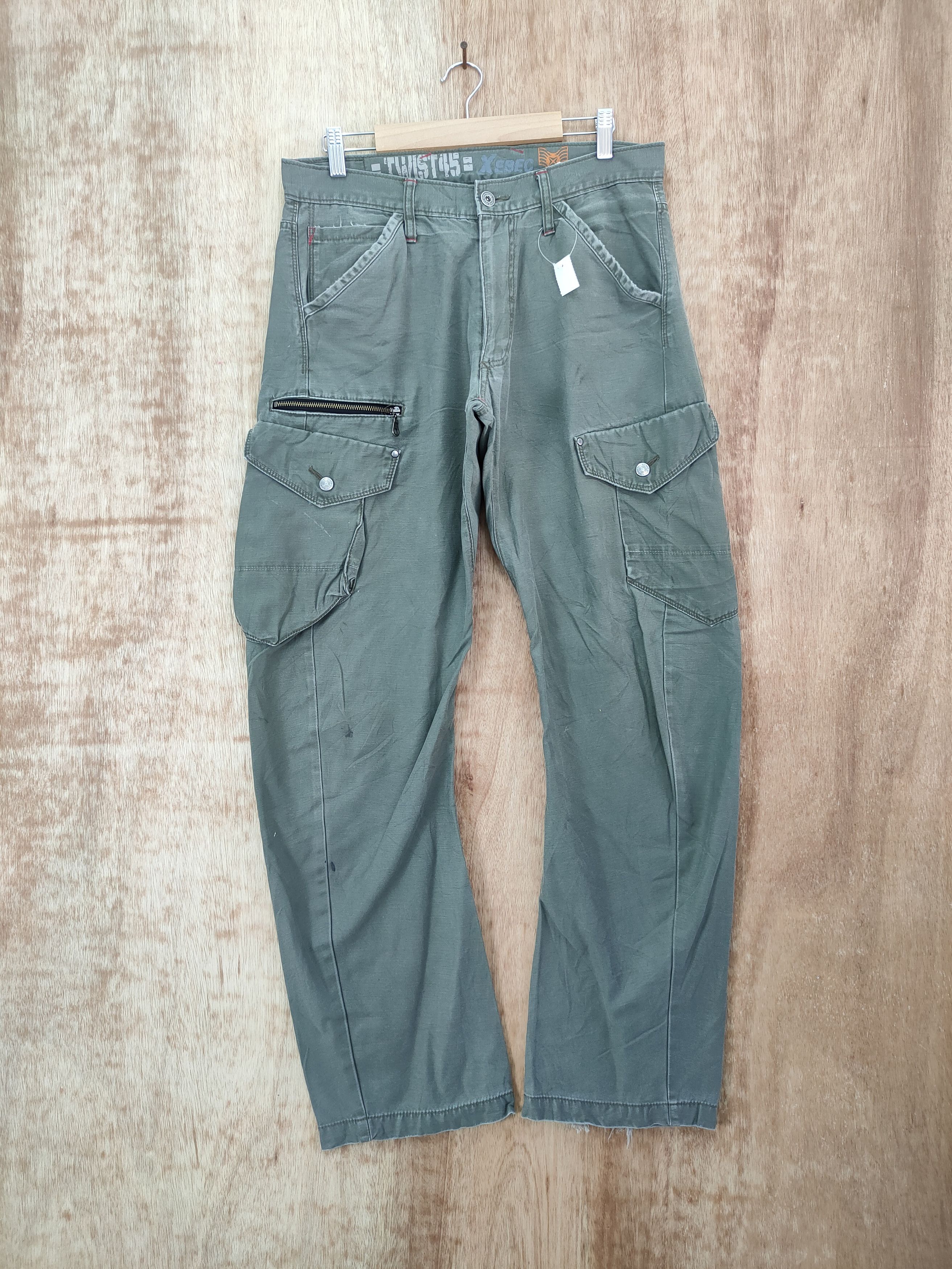 image of Vintage Twist Xebec Japan Multi Pocket Utility Cargo Pants 46-292A in Green, Men's (Size 31)