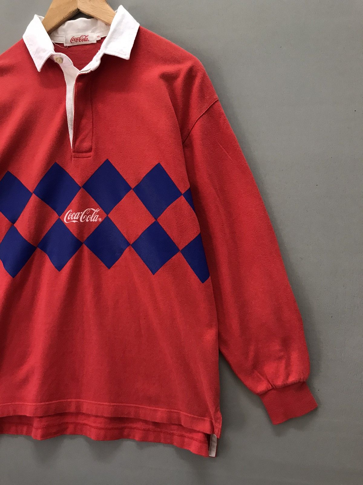 Coca Cola Vintage 90s Coca Cola Rugby Longsleeve Shirt Size US L / EU 52-54 / 3 - 3 Thumbnail