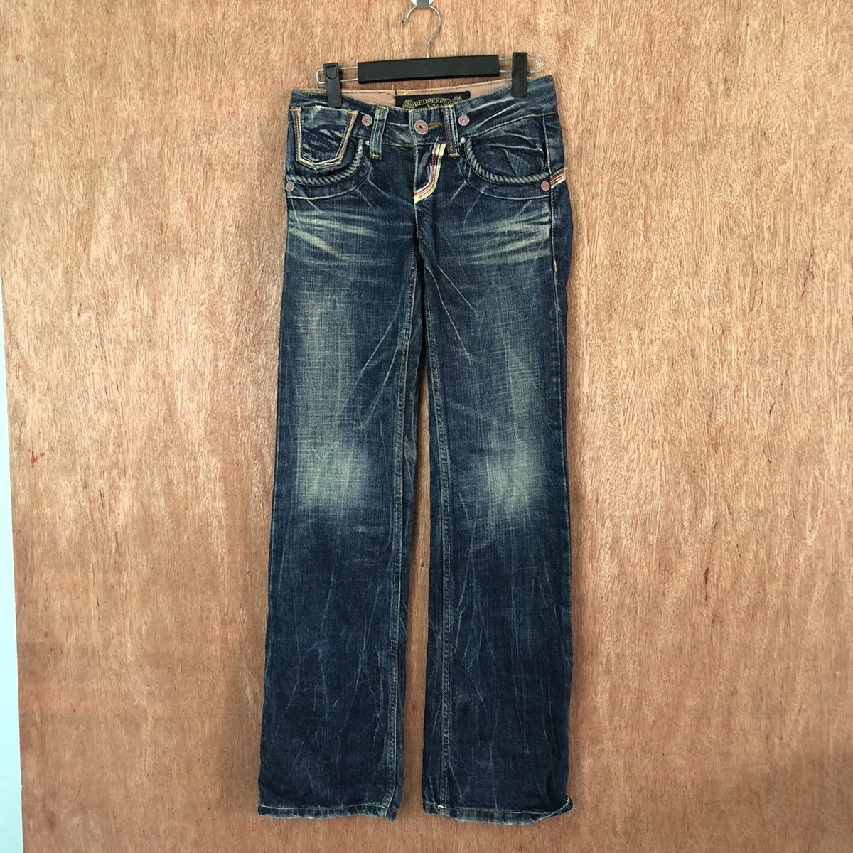 image of Faded Glory Dl Size 24 Red Pepper Japan Distressed Blue Denim 6365, Women's