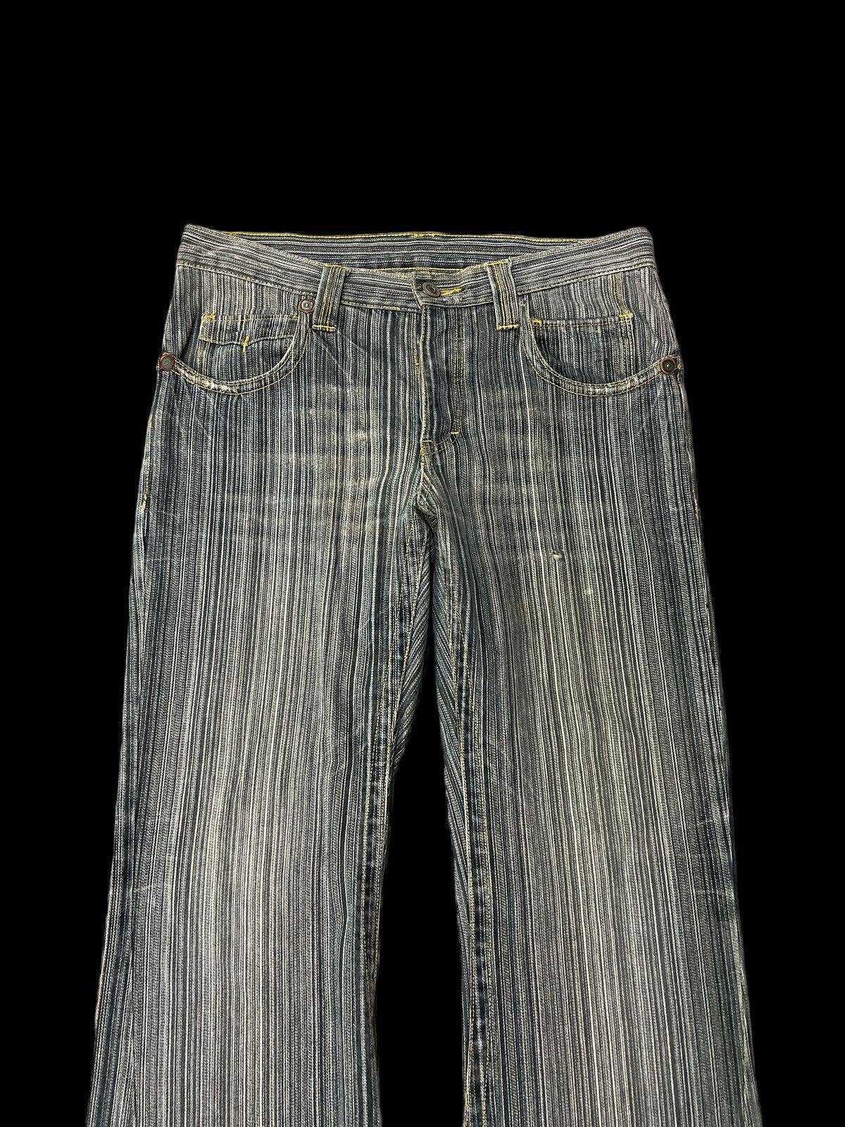 Japanese Brand × Vintage FLARED💥THRASHED STRIPE IKKA DENIM PANT Size US 31 - 2 Thumbnail