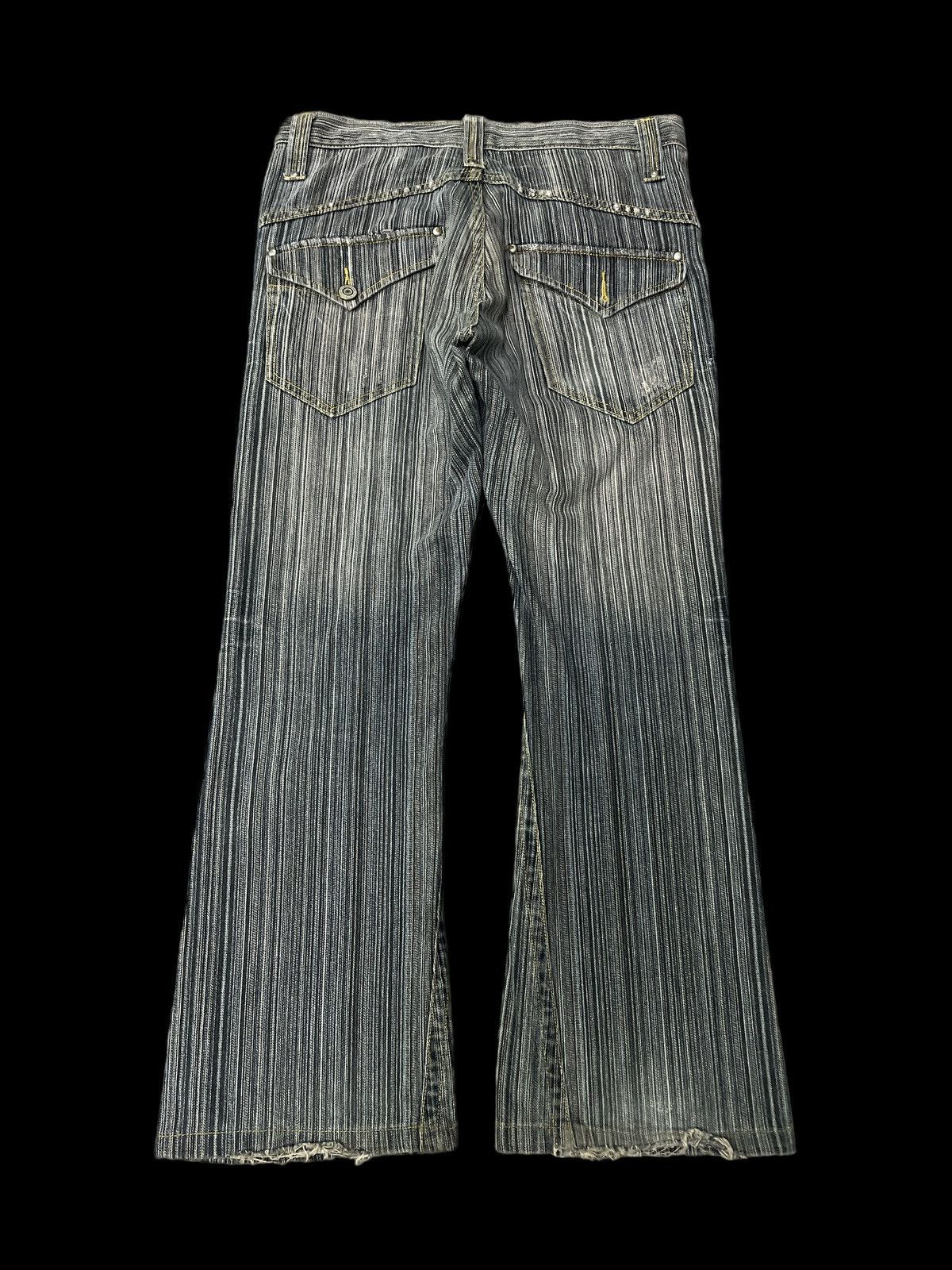 Japanese Brand × Vintage FLARED💥THRASHED STRIPE IKKA DENIM PANT Size US 31 - 6 Thumbnail
