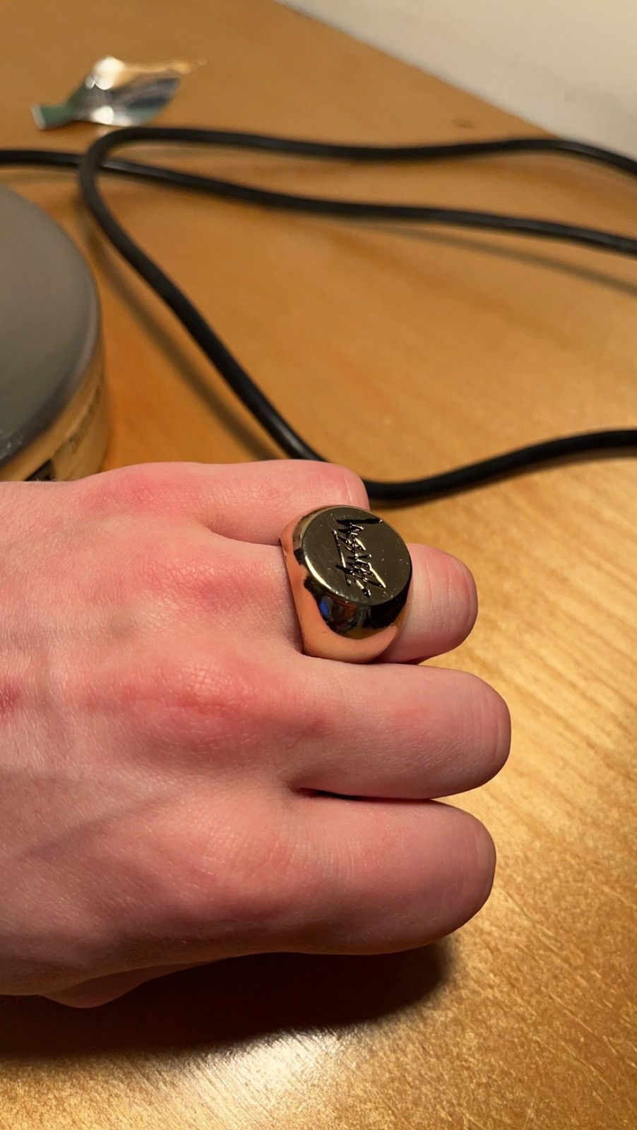 Stussy Gold Logo Ring