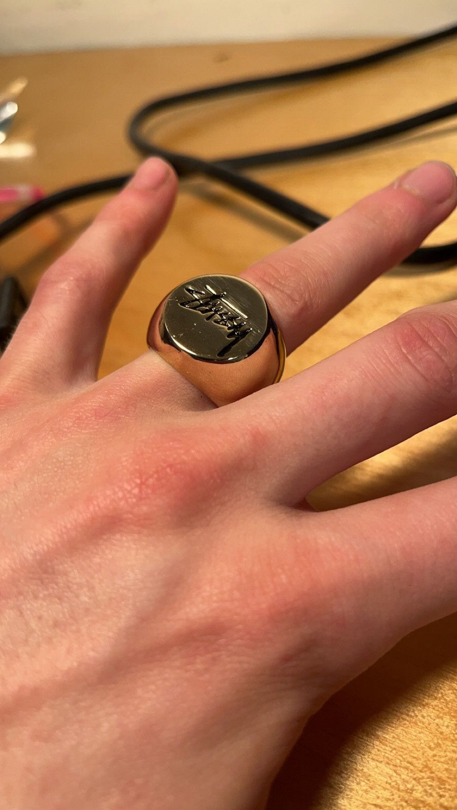 Stussy Gold Logo Ring