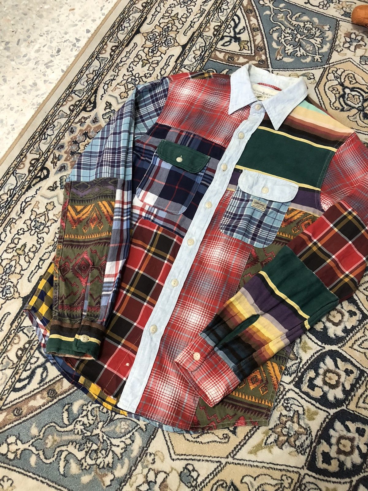 Ralph Lauren Vintage Denim & Supply Ralph Lauren Patchwork Sashiko Shirt Size US XS / EU 42 / 0 - 8 Thumbnail
