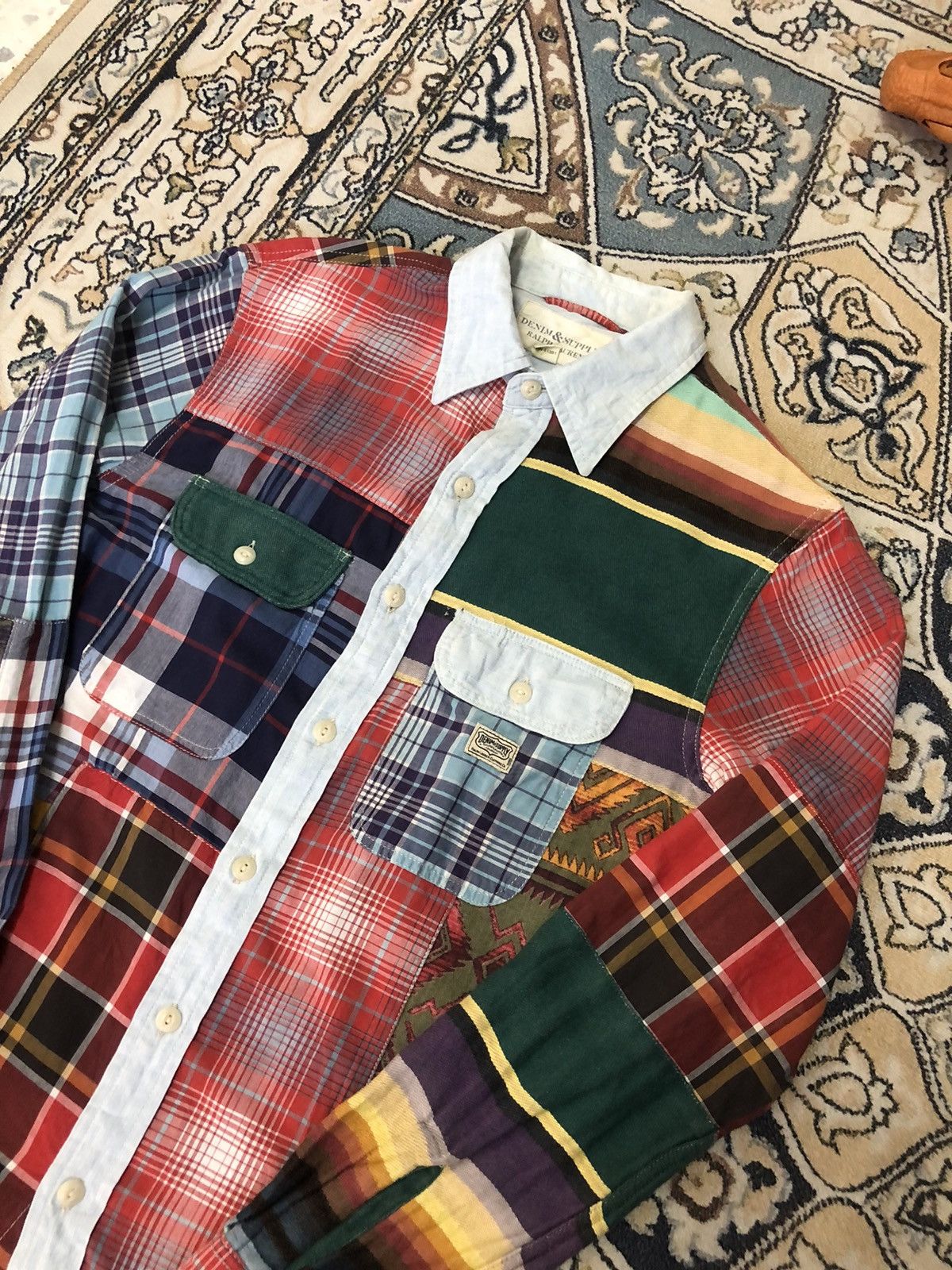 Ralph Lauren Vintage Denim & Supply Ralph Lauren Patchwork Sashiko Shirt Size US XS / EU 42 / 0 - 5 Thumbnail