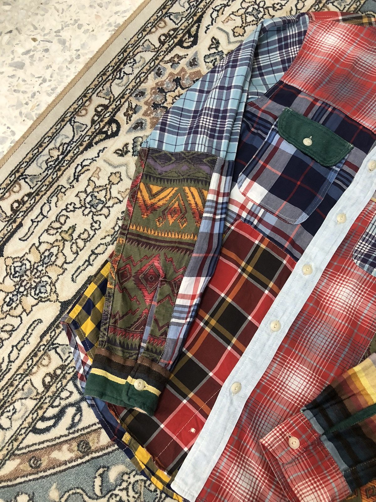 Ralph Lauren Vintage Denim & Supply Ralph Lauren Patchwork Sashiko Shirt Size US XS / EU 42 / 0 - 7 Thumbnail