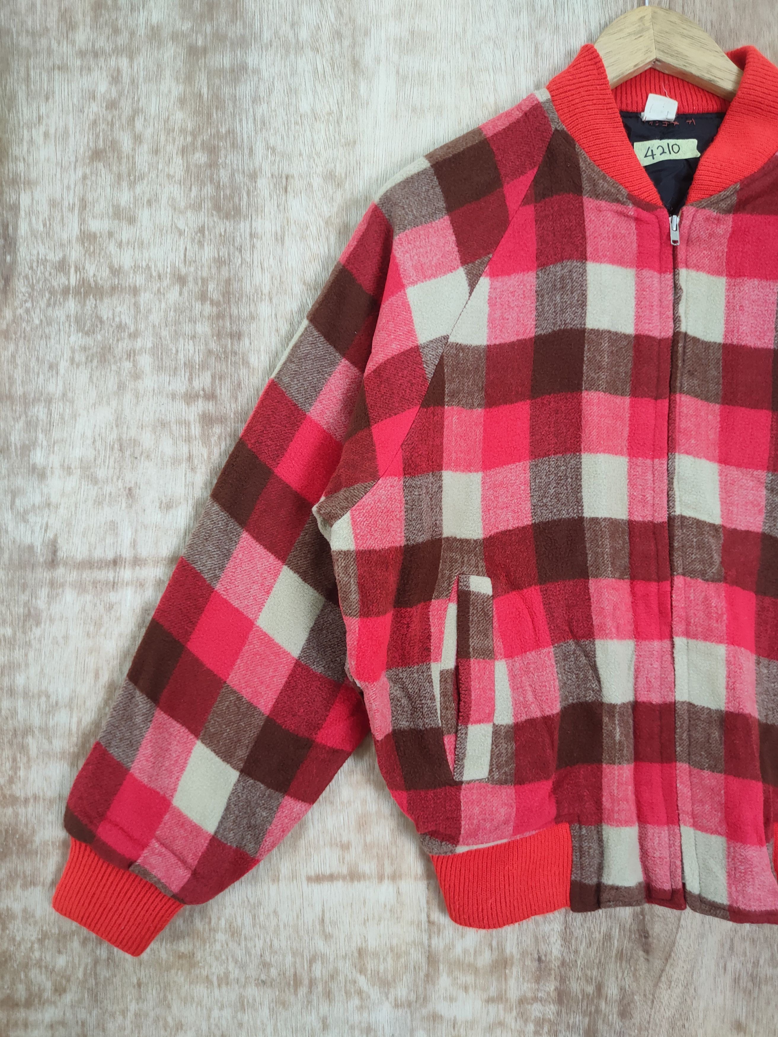 Japanese Brand Japan Checkered red varsity wool jacket vintage #4210 Size US M / EU 48-50 / 2 - 2 Thumbnail