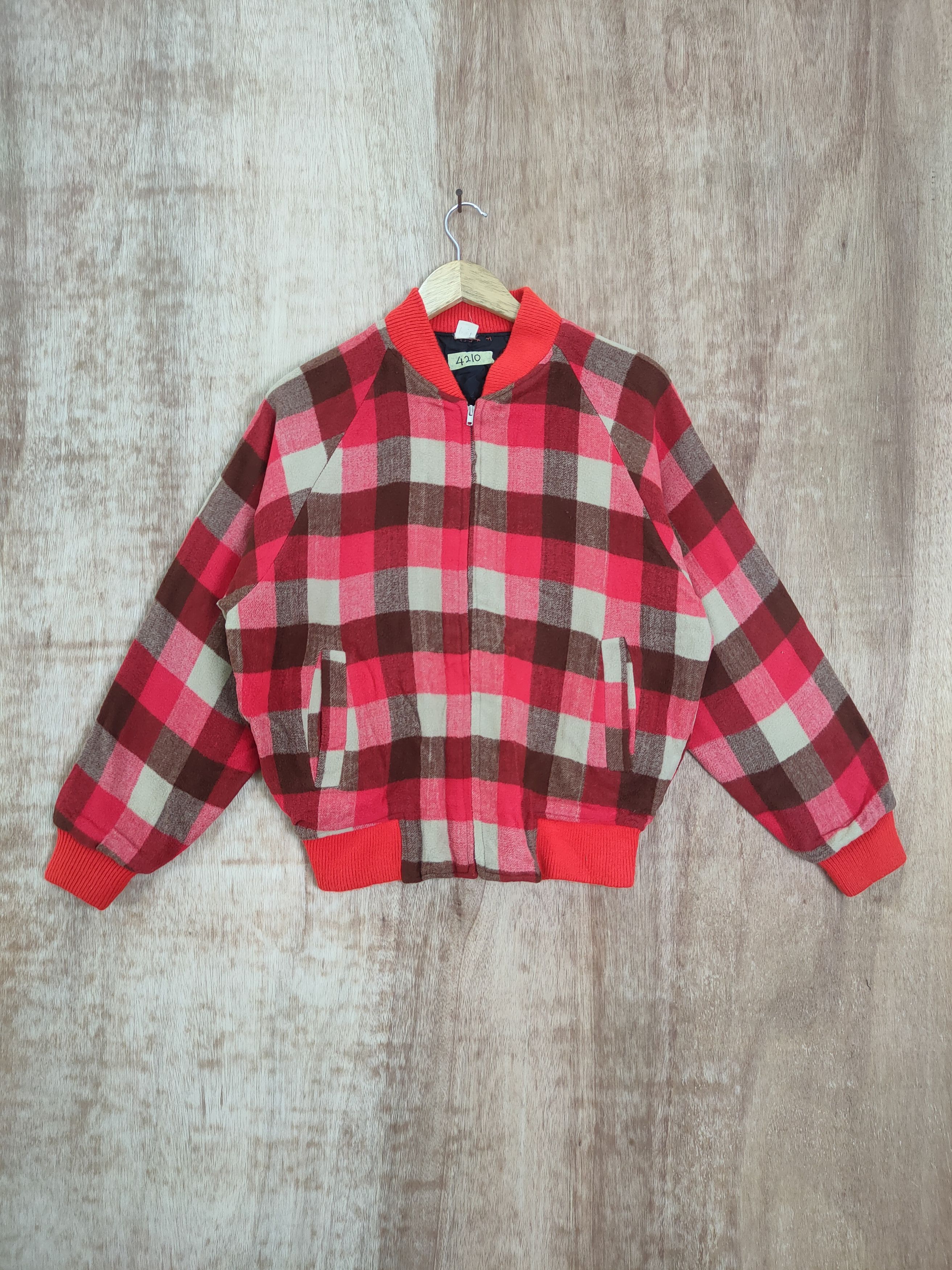 Japanese Brand Japan Checkered red varsity wool jacket vintage #4210 Size US M / EU 48-50 / 2 - 1 Thumbnail