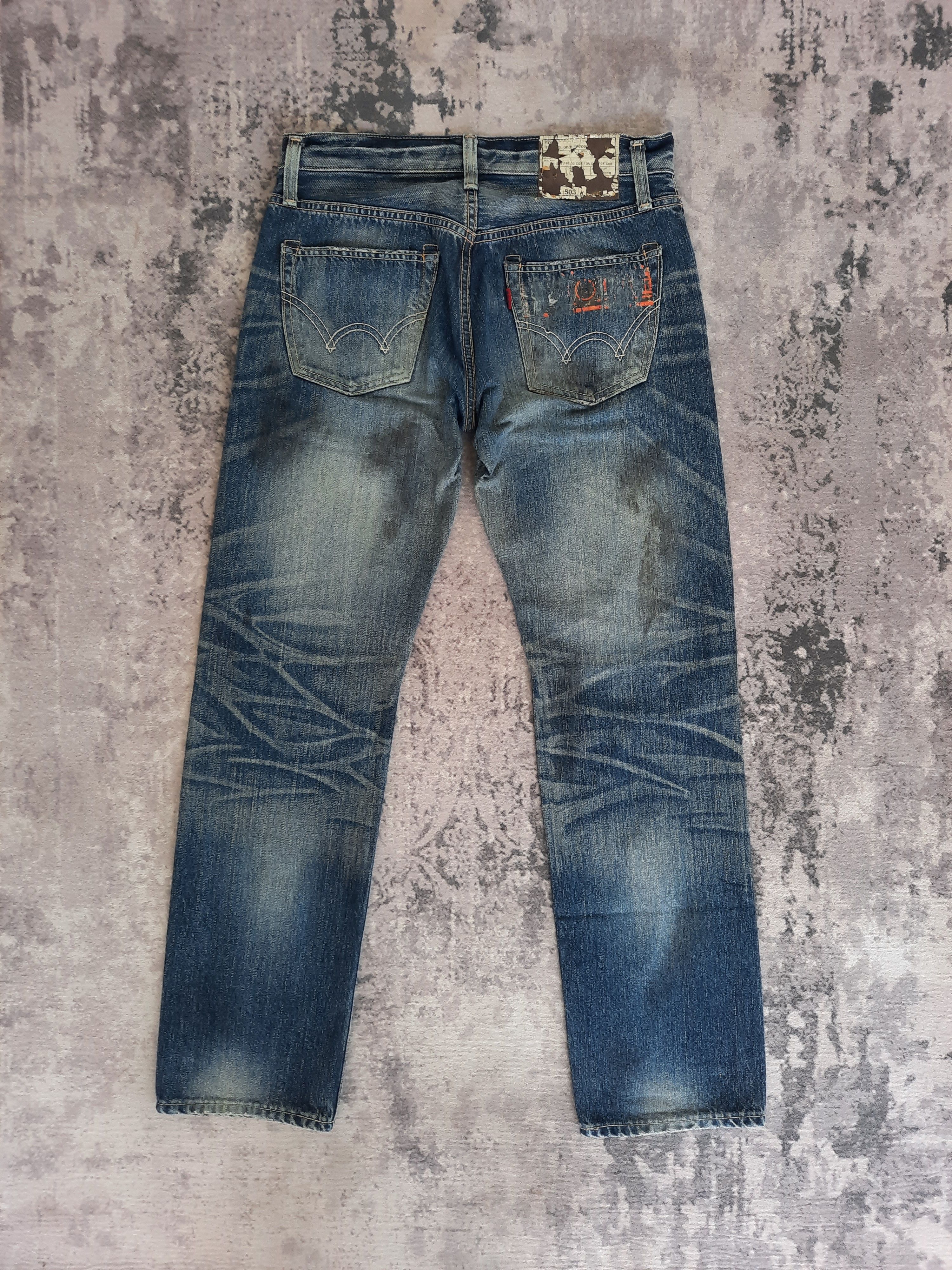 Japanese Brand 🔥Edwin 503 moon baker distressed stonewash denim jeans Size US 32 / EU 48 - 2 Thumbnail