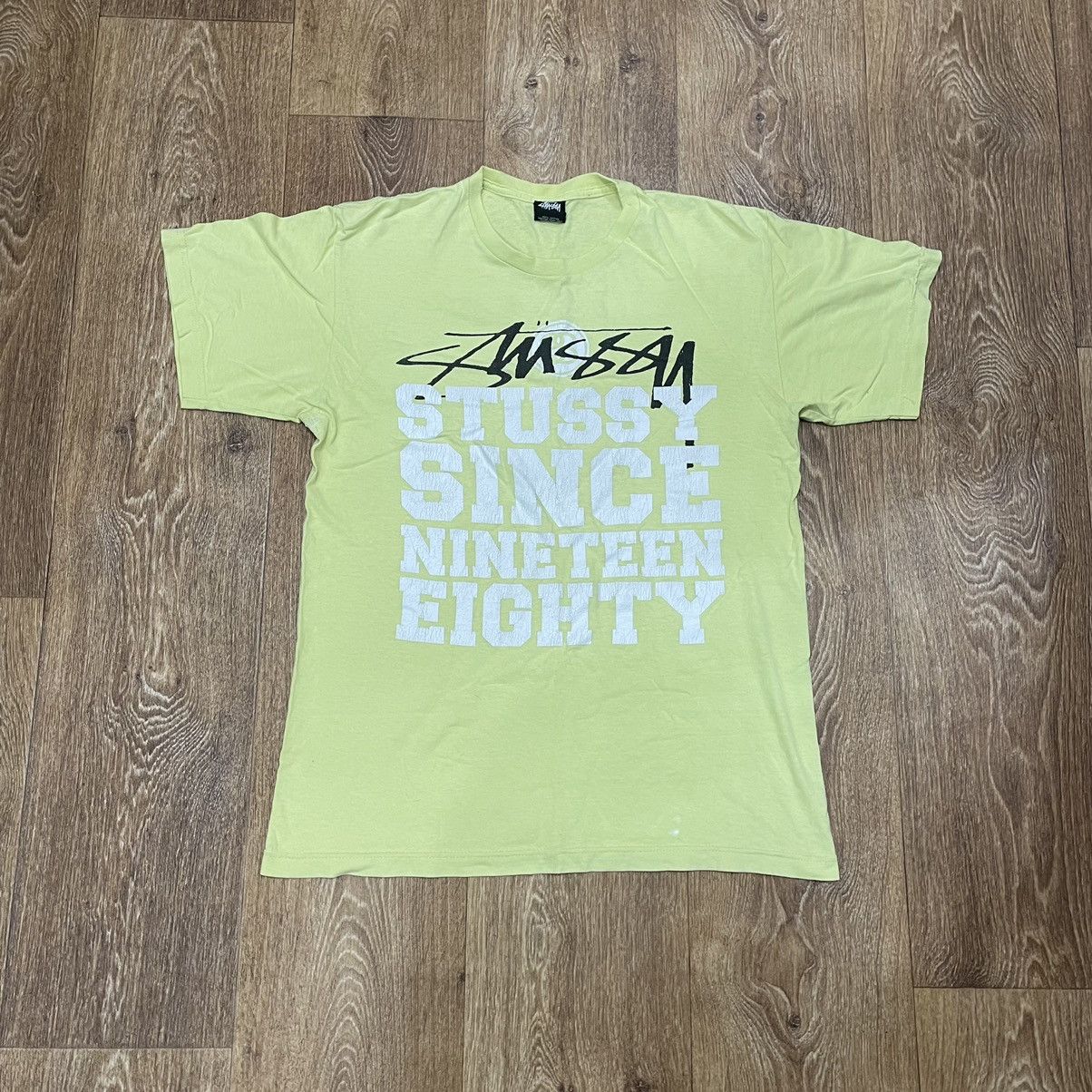 Vintage Vintage Y2K Stussy Sun Faded Graphic Tee Lime Green Swag M Size US M / EU 48-50 / 2 - 1 Thumbnail