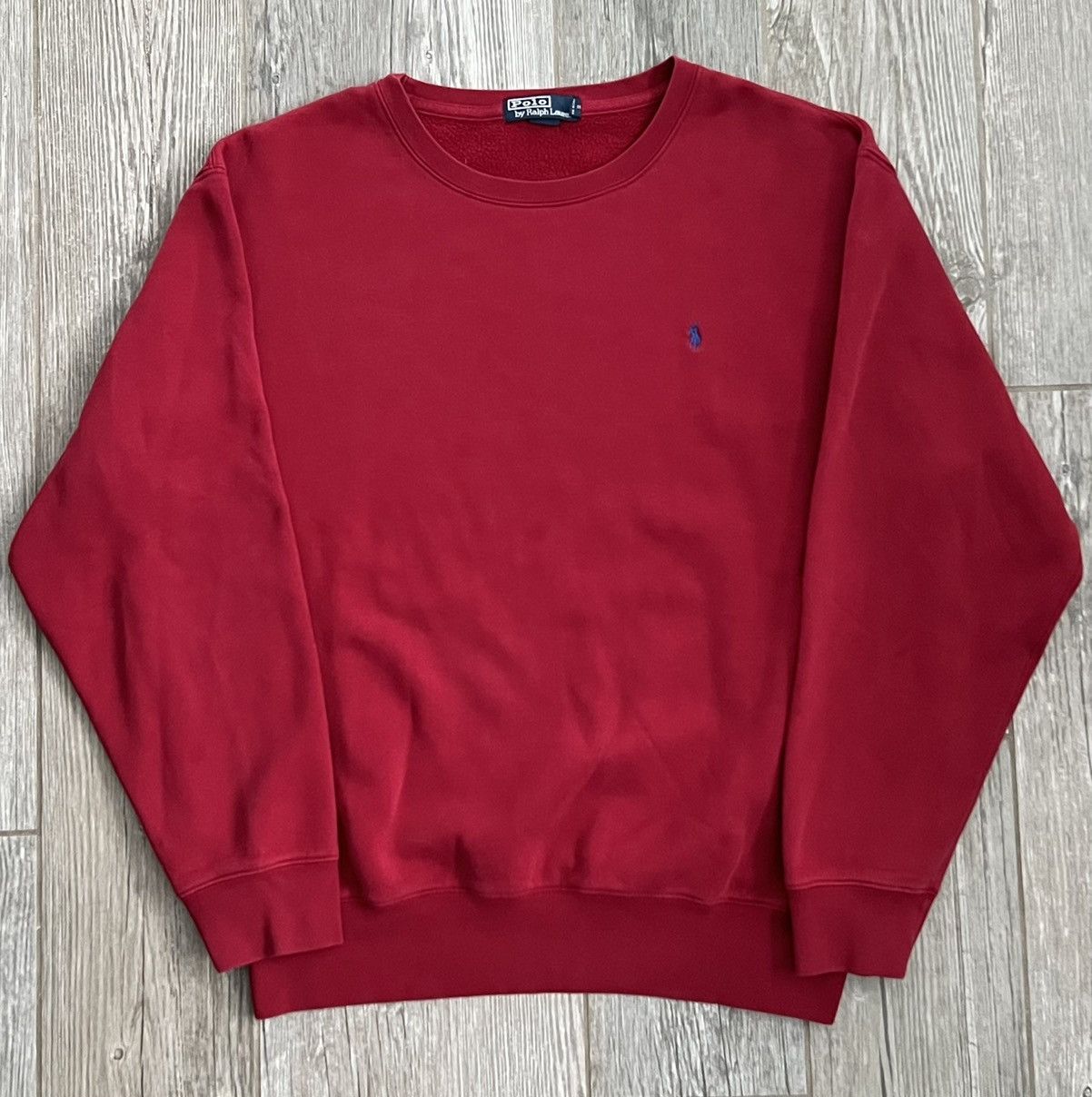 image of 1990S Polo Ralph Laurent Red Vintage Polo Stitch Crewneck, Men's (Size Large)