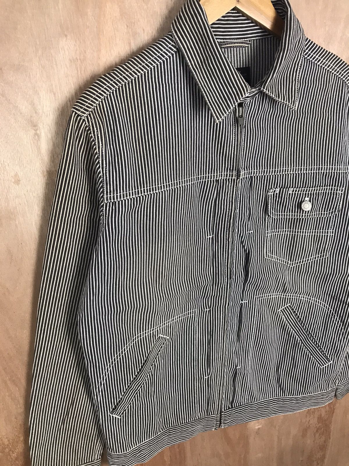 Hysteric Glamour × Japanese Brand × Vintage Vintage Oldskool 90’s FinWay Hickory Stripes Jacket Size US M / EU 48-50 / 2 - 7 Thumbnail