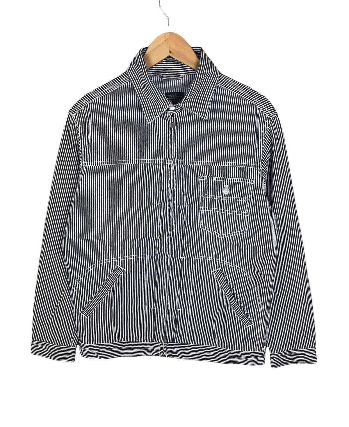 Hysteric Glamour × Japanese Brand × Vintage Vintage Oldskool 90’s FinWay Hickory Stripes Jacket Size US M / EU 48-50 / 2 - 1 Thumbnail