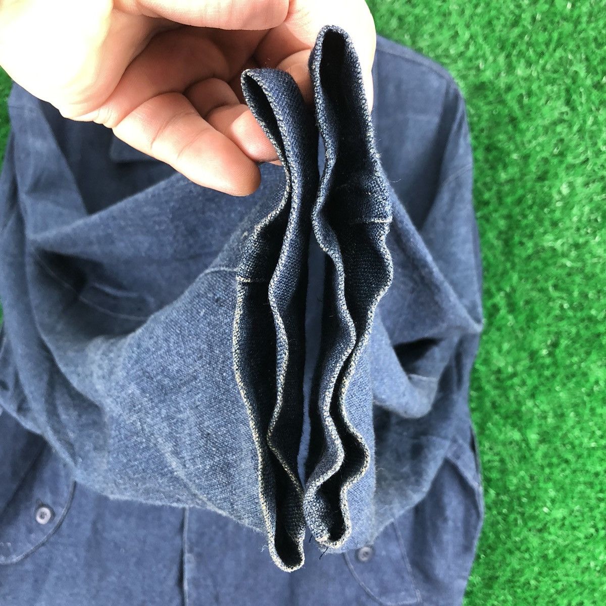 Japanese Brand Vintage Japanese Tailor Made Hemp Fabric Indigo Jacket Size US L / EU 52-54 / 3 - 8 Thumbnail