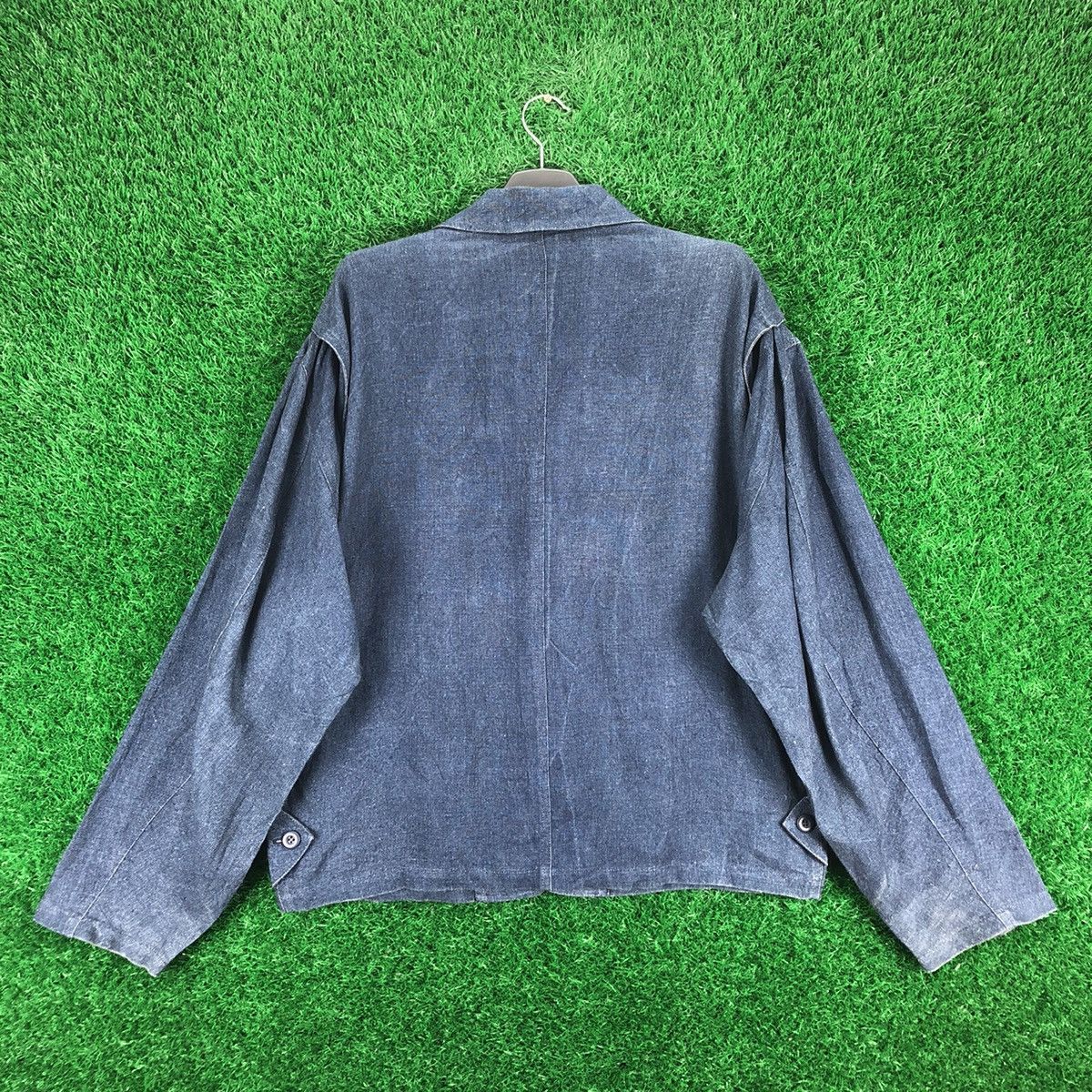 Japanese Brand Vintage Japanese Tailor Made Hemp Fabric Indigo Jacket Size US L / EU 52-54 / 3 - 4 Thumbnail