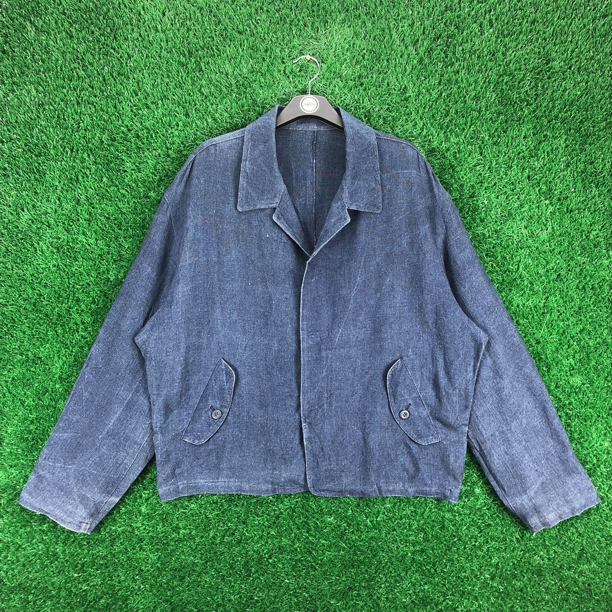 Japanese Brand Vintage Japanese Tailor Made Hemp Fabric Indigo Jacket Size US L / EU 52-54 / 3 - 1 Thumbnail