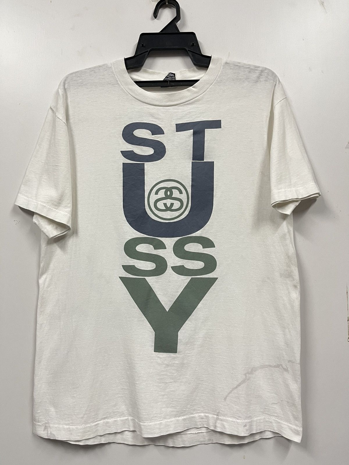 Stussy × Vintage Vintage 80s Stussy Classic Logo Distressed T Shirt Size US L / EU 52-54 / 3 - 1 Thumbnail