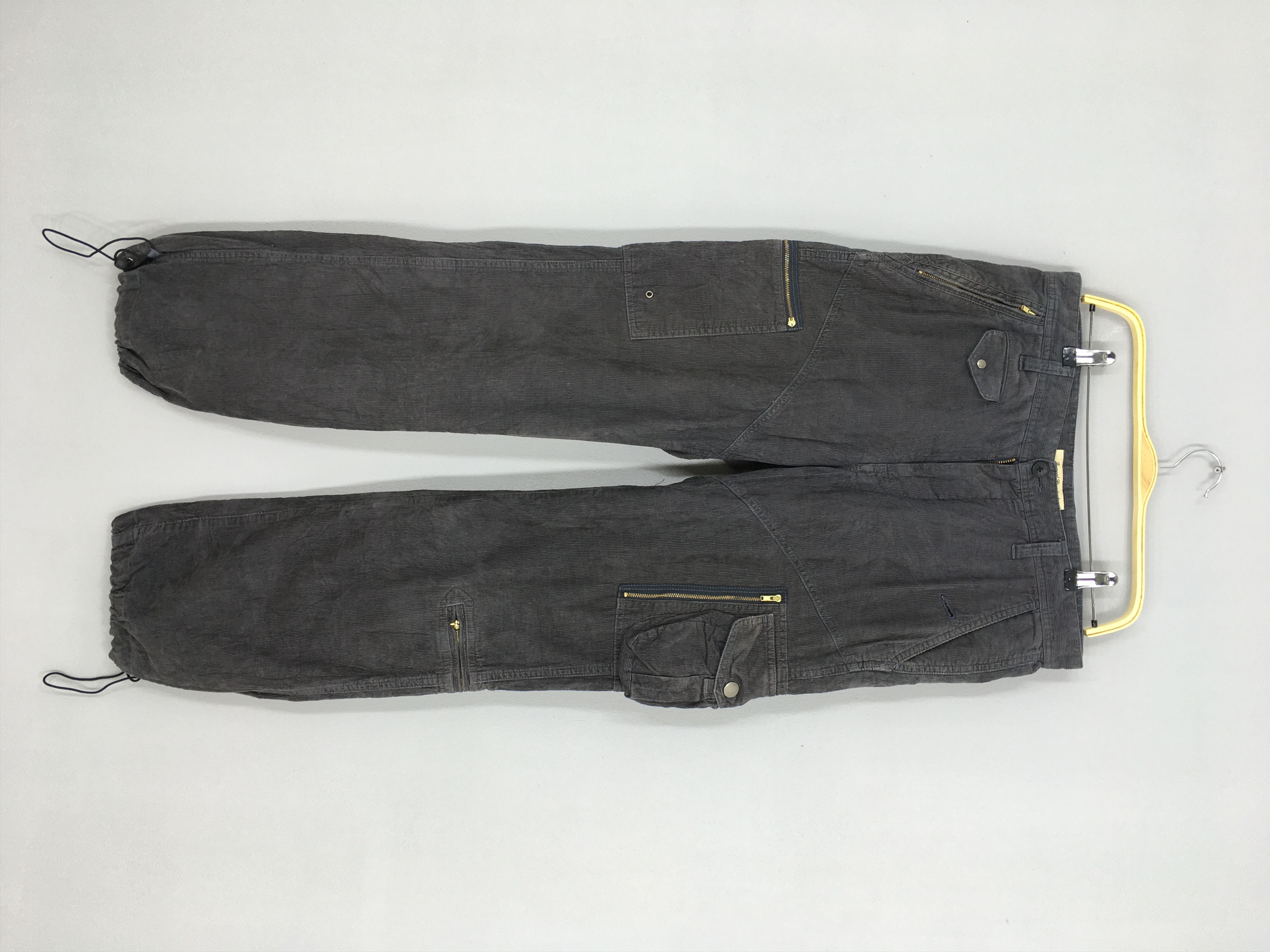 image of Size 34X31 Japanese Journal Standard Corduroy Cargo Pants in Grey, Men's