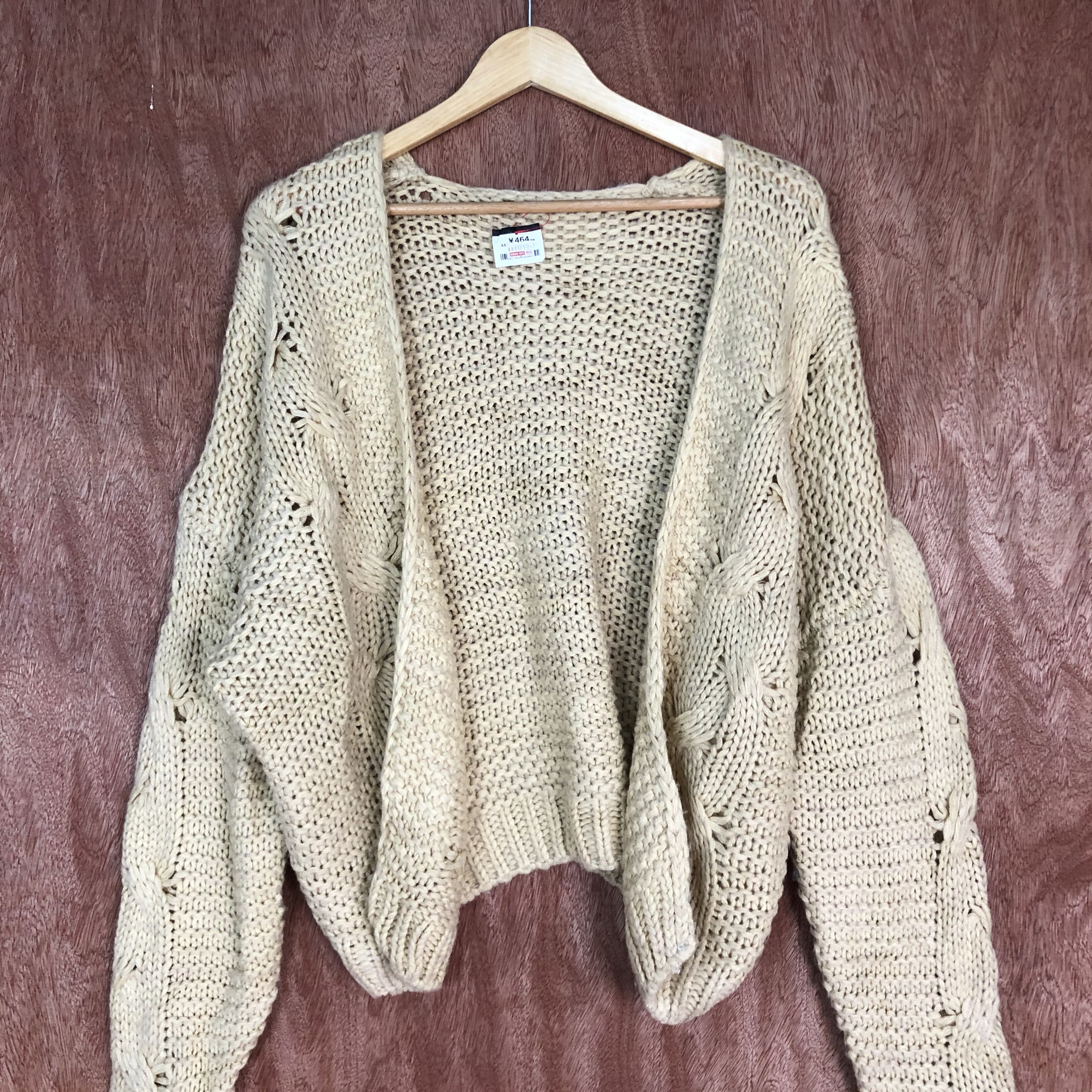 Homespun Knitwear DL Japan crochet mesh net knitwear sexy Cardigan #c465 Size L / US 10 / IT 46 - 2 Thumbnail