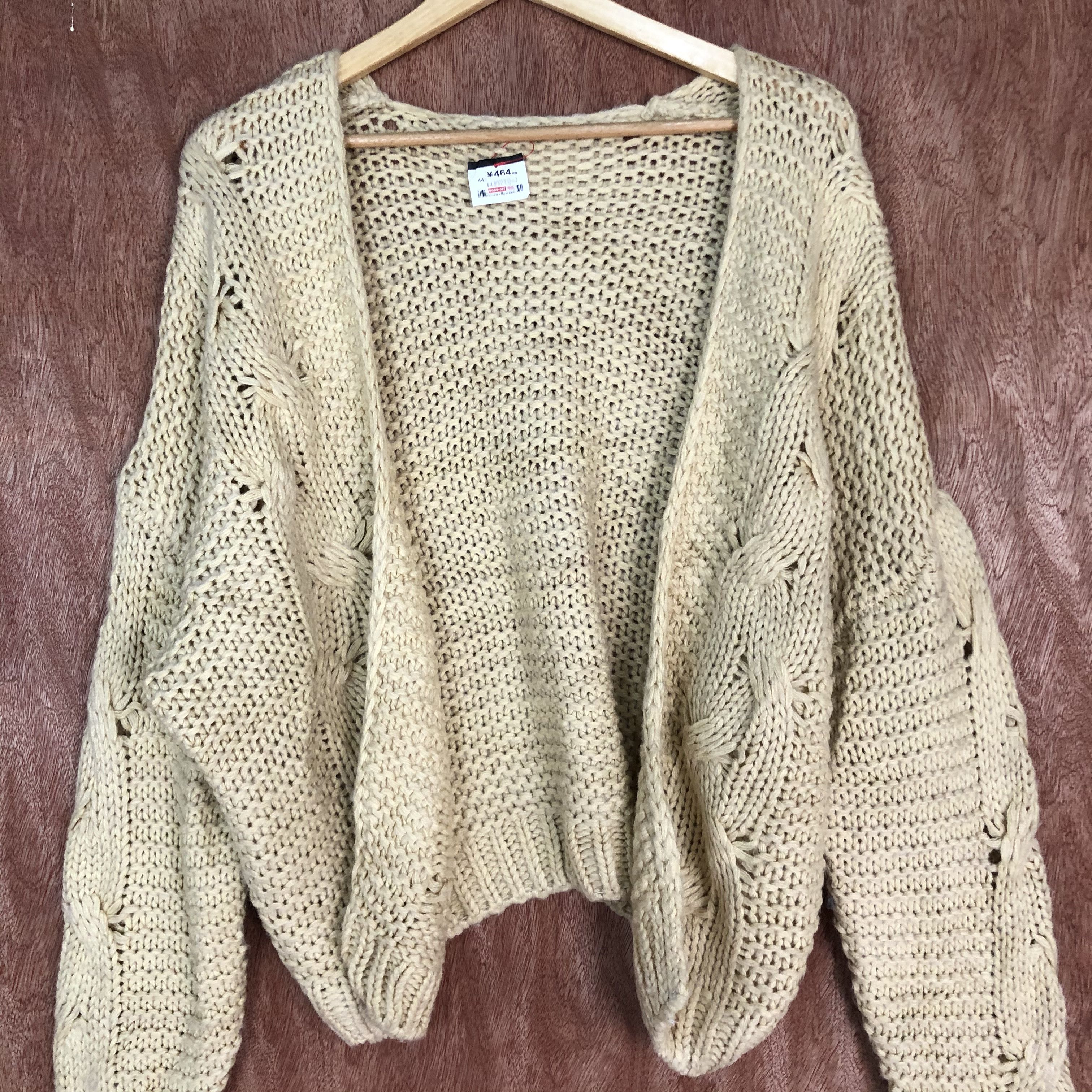 Homespun Knitwear DL Japan crochet mesh net knitwear sexy Cardigan #c465 Size L / US 10 / IT 46 - 9 Thumbnail
