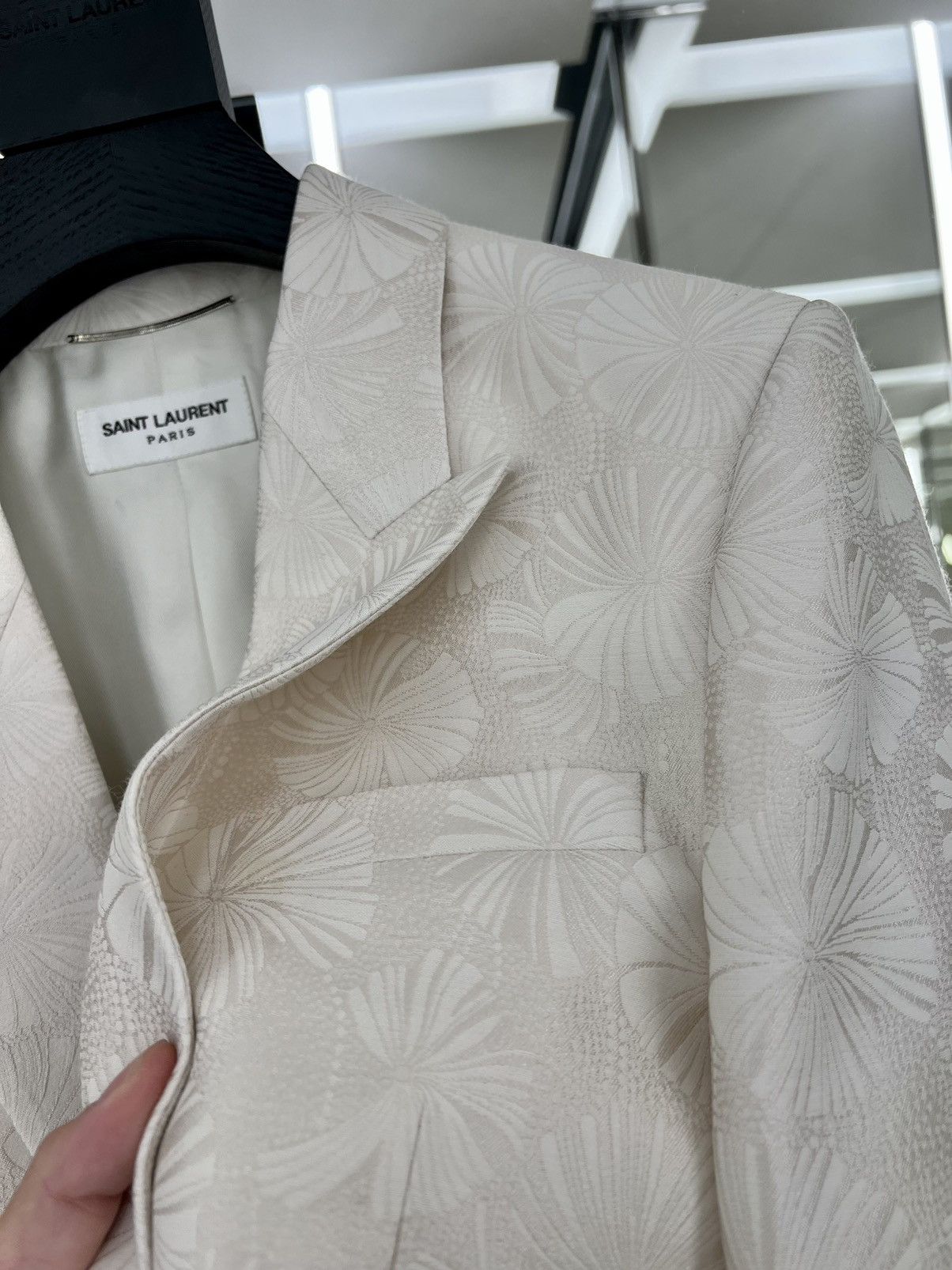 Saint Laurent Paris SS21 White Parasol Jacquard Jacket 46/48/50/52 Size 48S - 3 Thumbnail