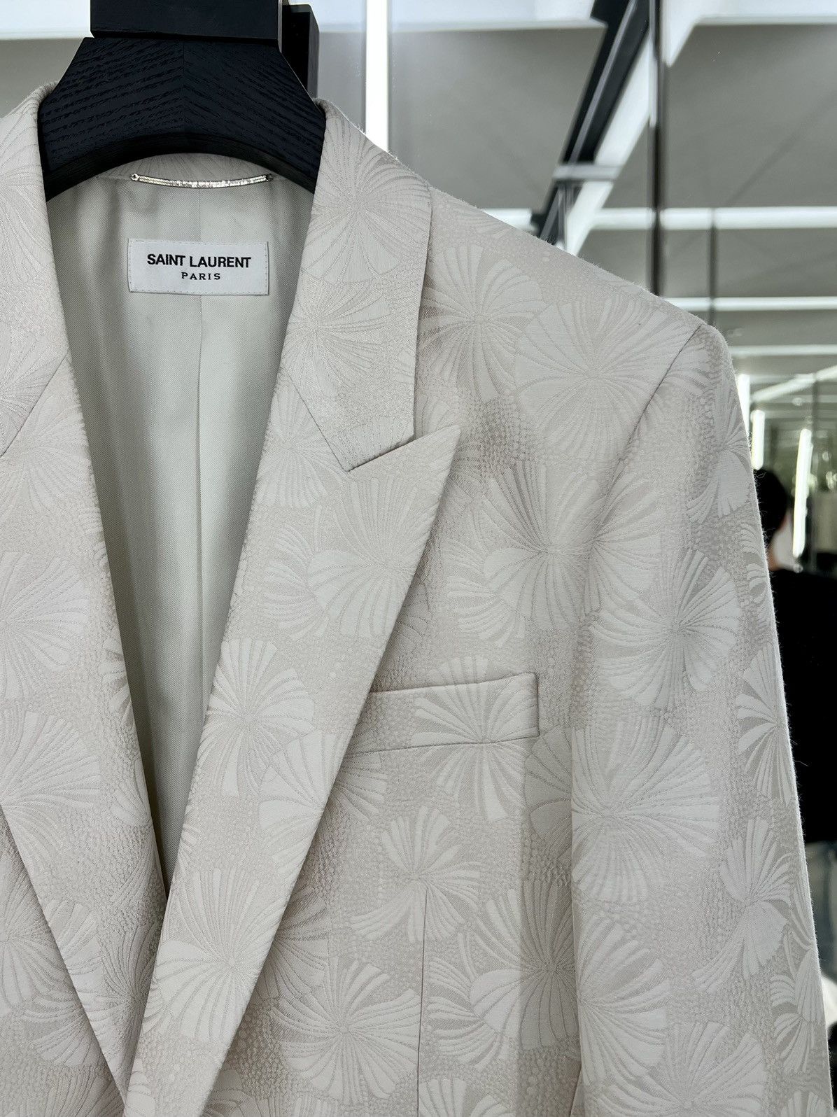 Saint Laurent Paris SS21 White Parasol Jacquard Jacket 46/48/50/52 Size 48S - 2 Thumbnail