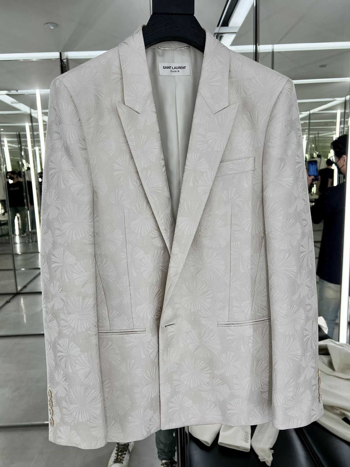 Saint Laurent Paris SS21 White Parasol Jacquard Jacket 46/48/50/52 Size 48S - 1 Thumbnail