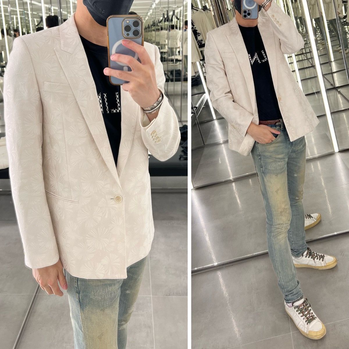 Saint Laurent Paris SS21 White Parasol Jacquard Jacket 46/48/50/52 Size 48S - 9 Thumbnail