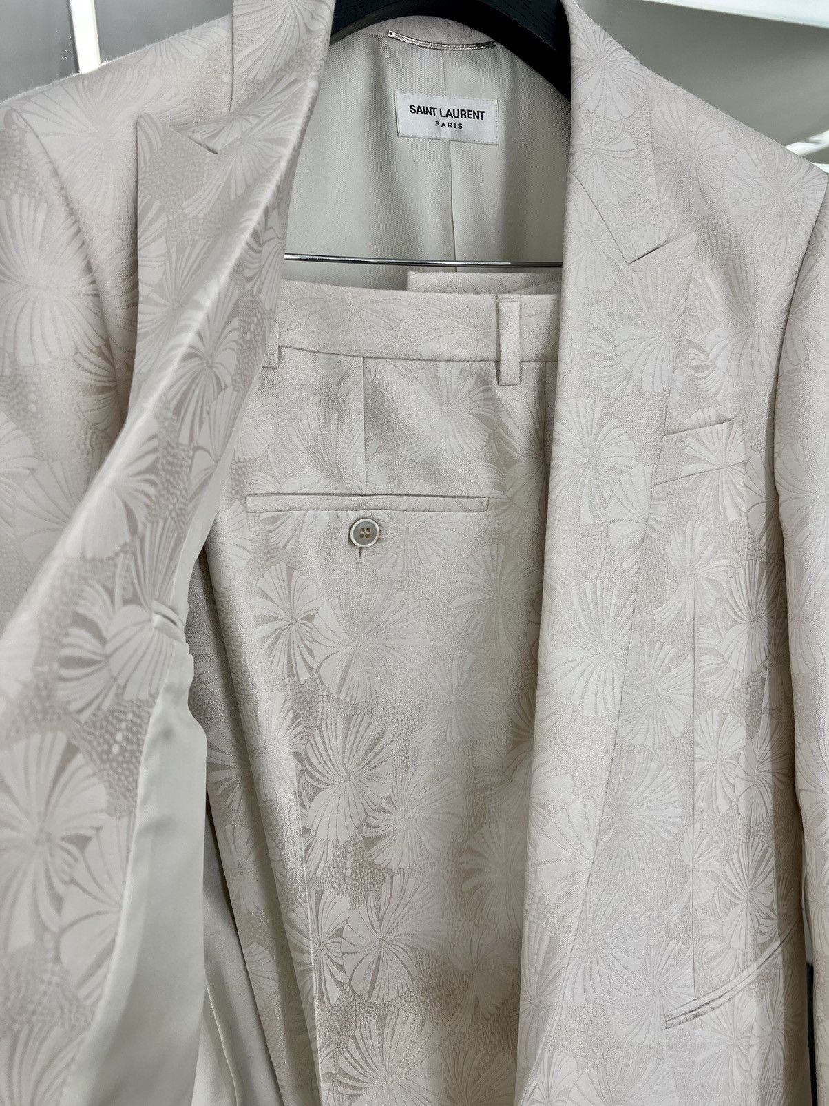 Saint Laurent Paris SS21 White Parasol Jacquard Jacket 46/48/50/52 Size 48S - 8 Thumbnail