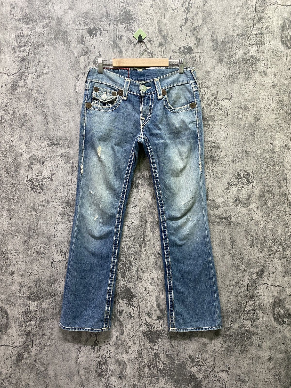 True Religion × Vintage TRUE RELIGION Light Wash Denim Flare Pants Size US 31 - 2 Thumbnail