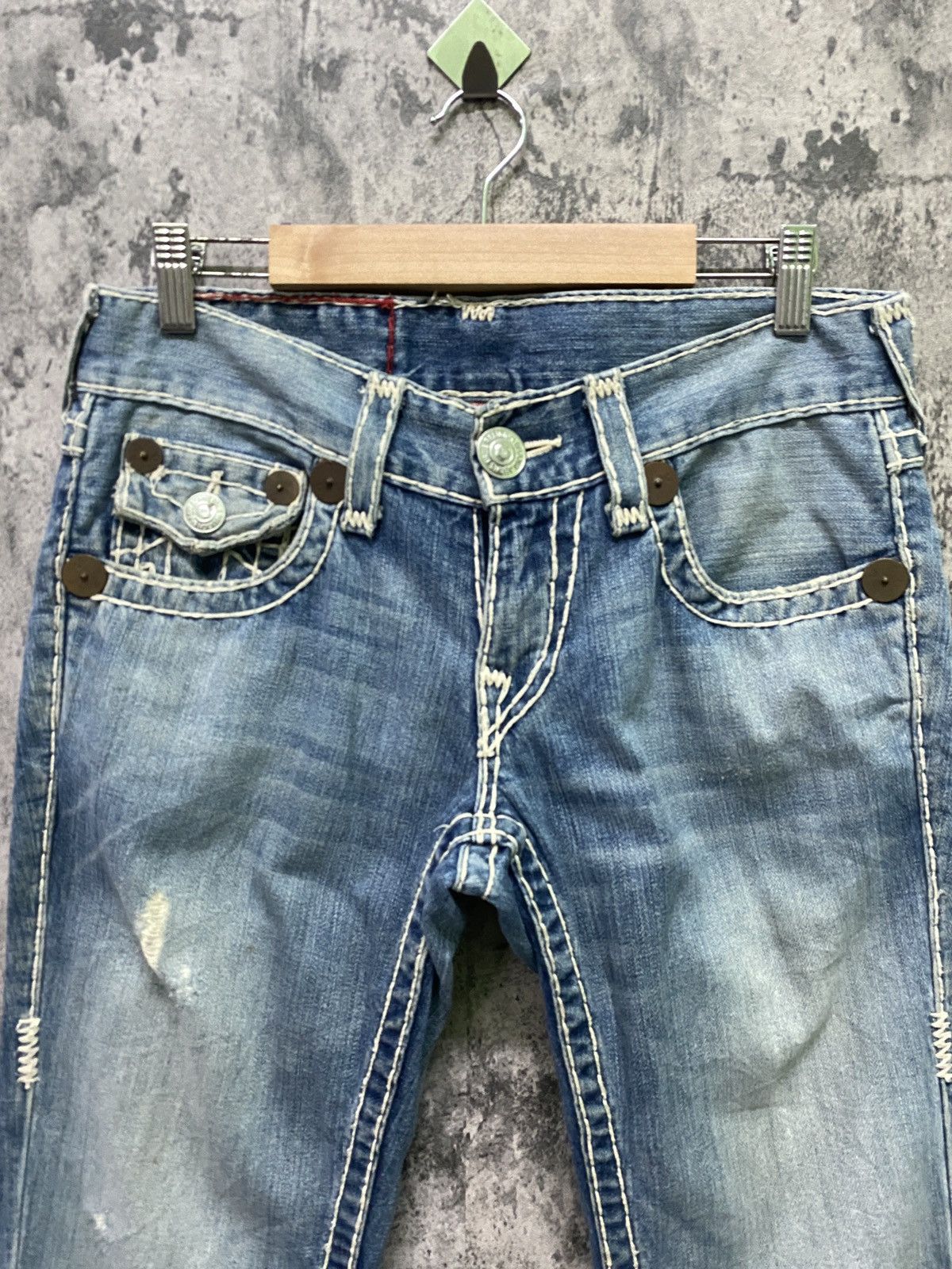 True Religion × Vintage TRUE RELIGION Light Wash Denim Flare Pants Size US 31 - 3 Thumbnail