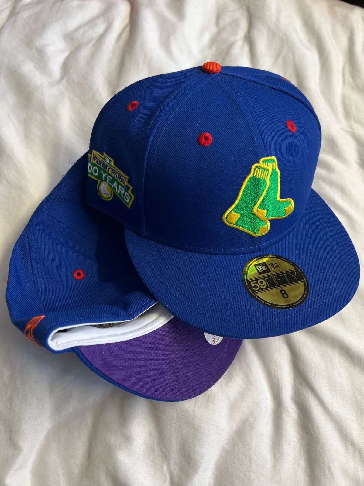New Era Exclusive Boston Red Sox Fitted ROYGBIV Blue Sox Purple Brim Size ONE SIZE - 3 Thumbnail