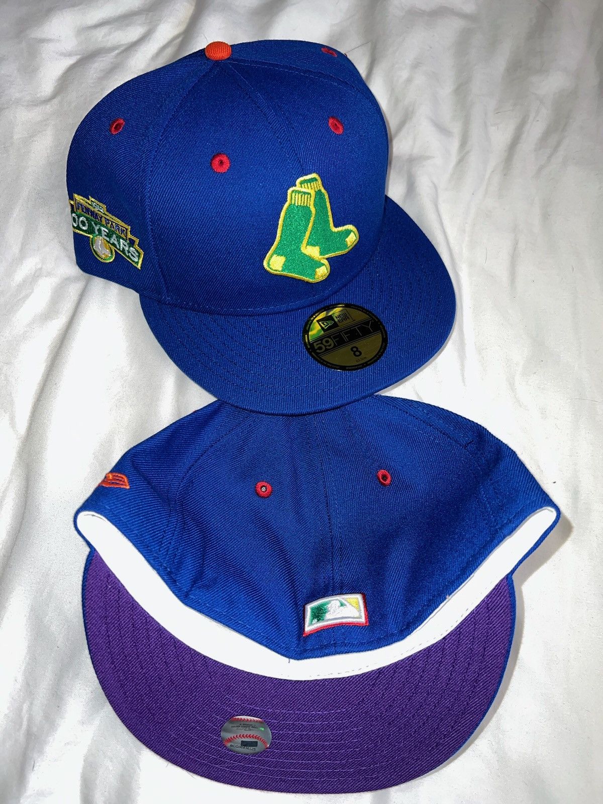 New Era Exclusive Boston Red Sox Fitted ROYGBIV Blue Sox Purple Brim Size ONE SIZE - 2 Thumbnail