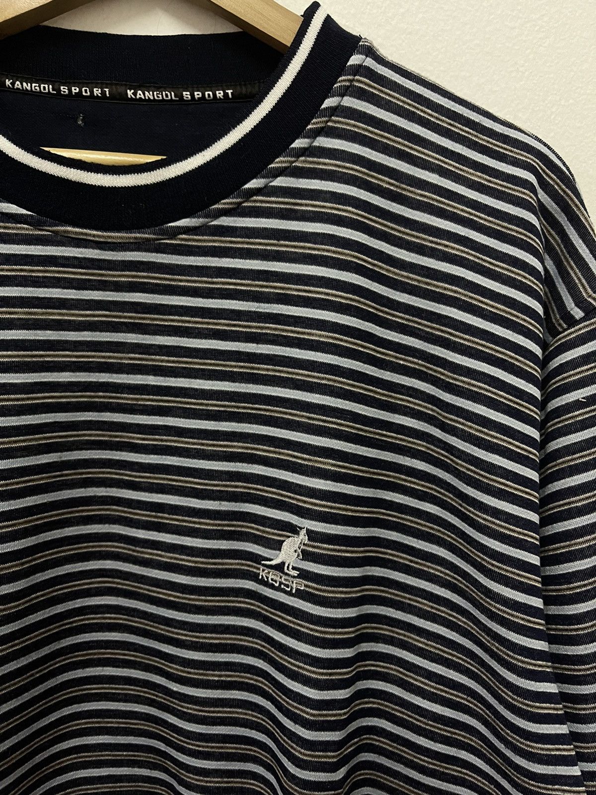 Japanese Brand × Kangol × Vintage Vtg Kangol Sport Mini Logo Embroidery Striped Sweatshirt Size US L / EU 52-54 / 3 - 2 Thumbnail