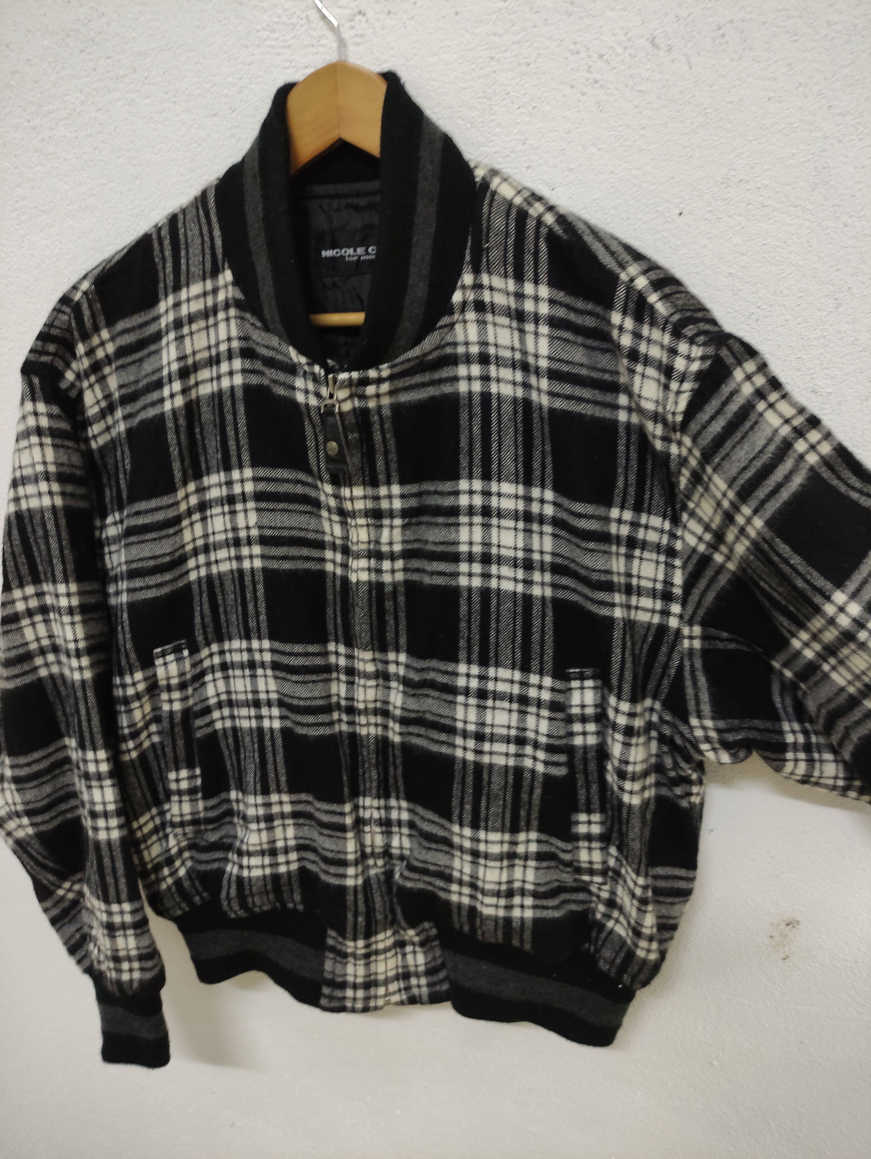 Japanese Brand × Vintage Vintage Nicole Club Checkered Wool Bomber Jacket Size US L / EU 52-54 / 3 - 4 Thumbnail