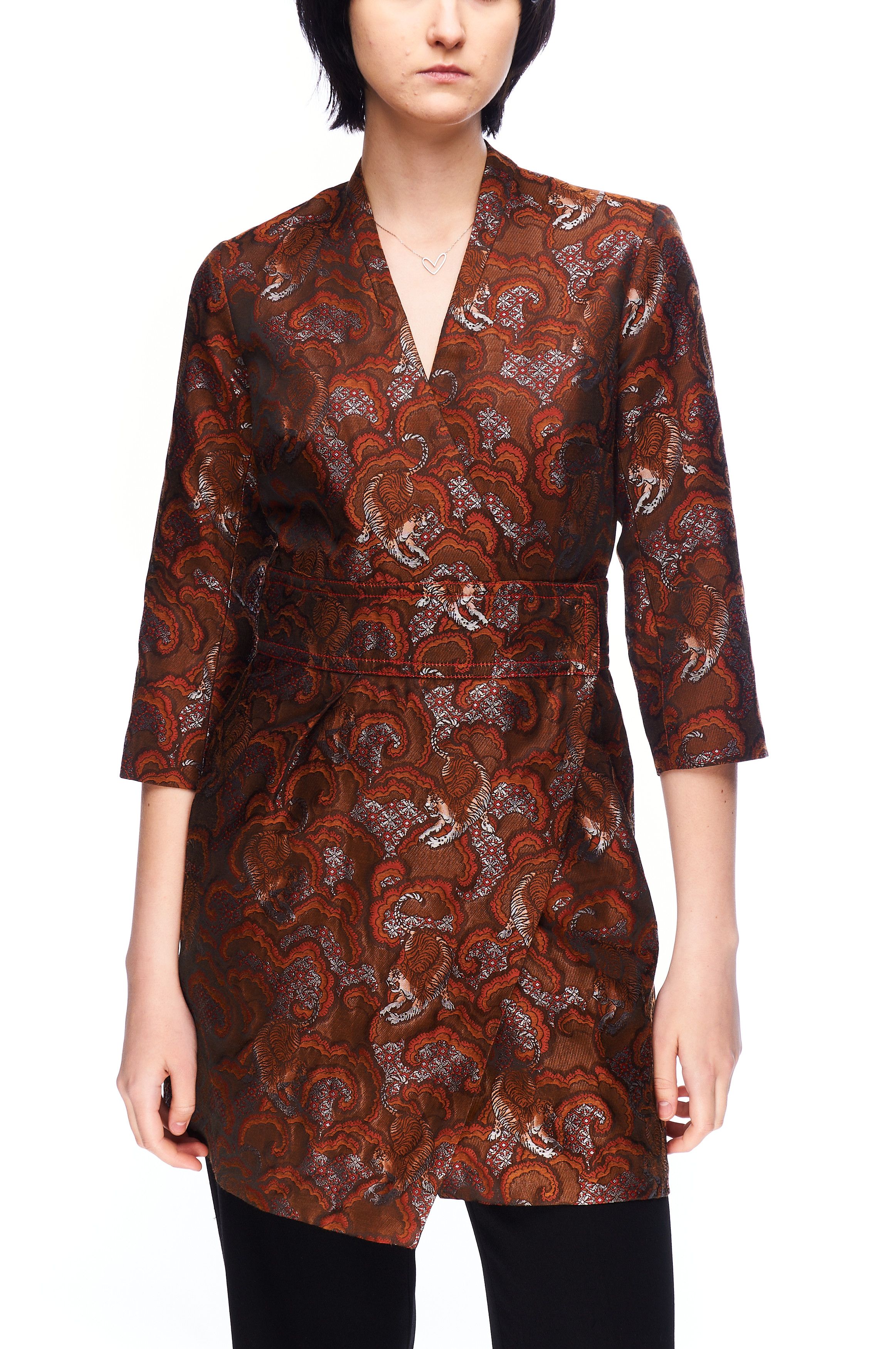 Sandro SANDRO PARIS Ginger Orange Cotton Kimono Wrap Abstract Dress Grailed