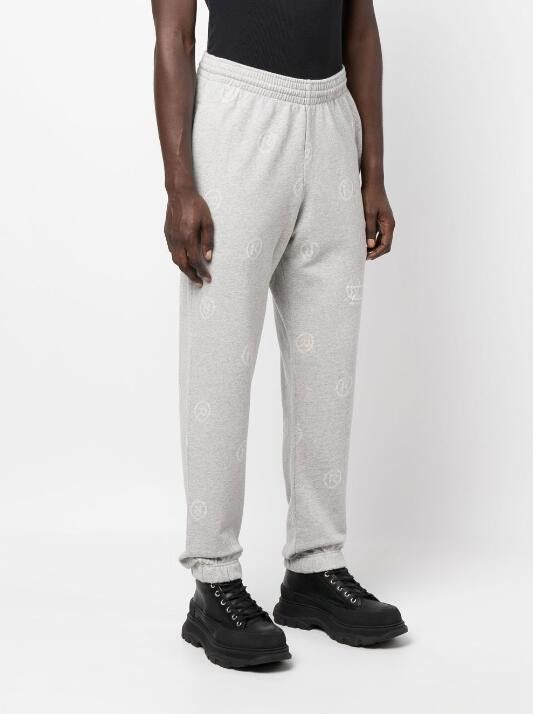 image of Ss22 Martine Rose All Over Logo Sweatpants S in Grey, Men's (Size 30)