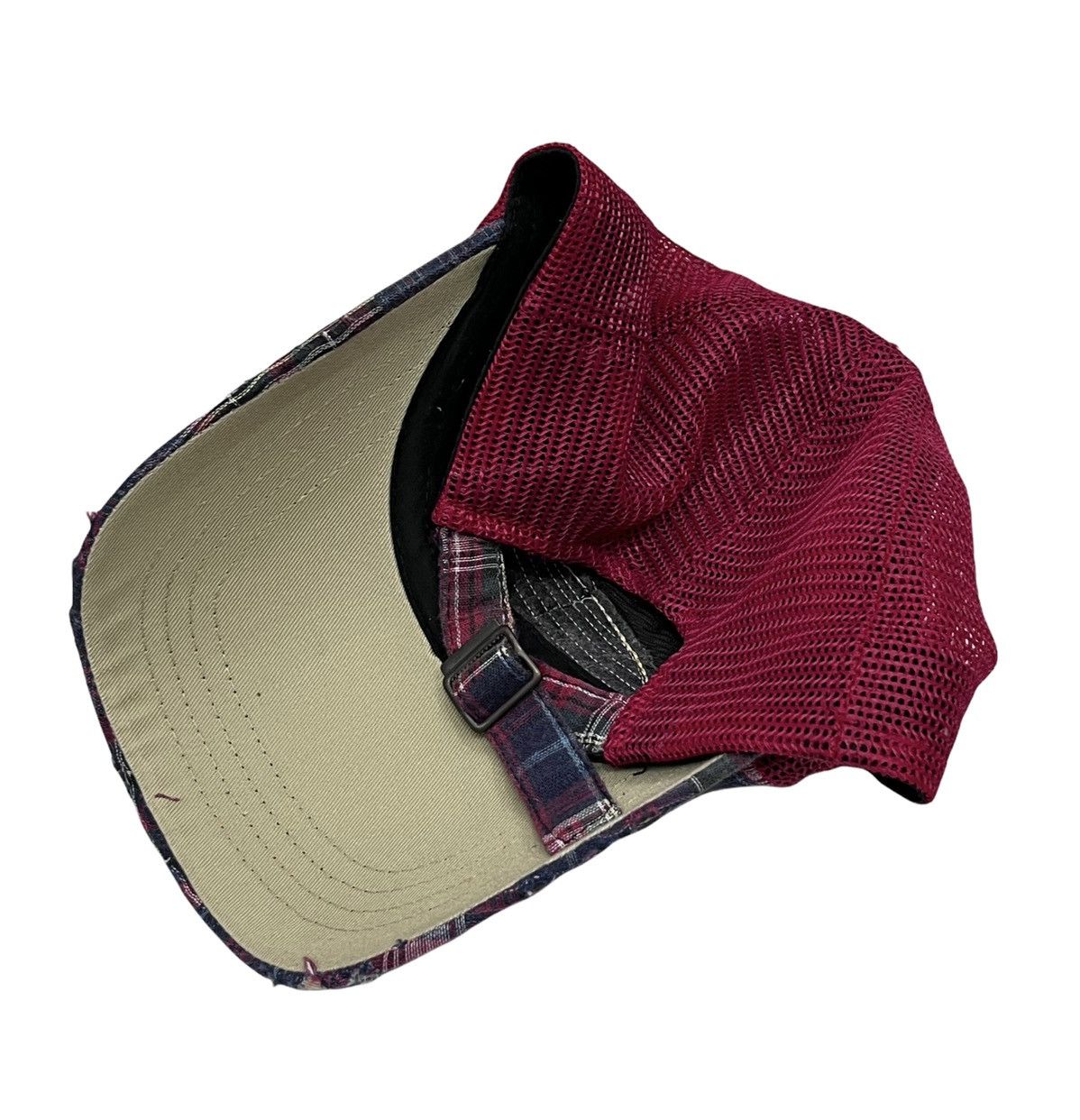Japanese Brand DOPE🔥MISHI GAMI Smiley Distressed Tartan Trucker Hat Size ONE SIZE - 8 Thumbnail