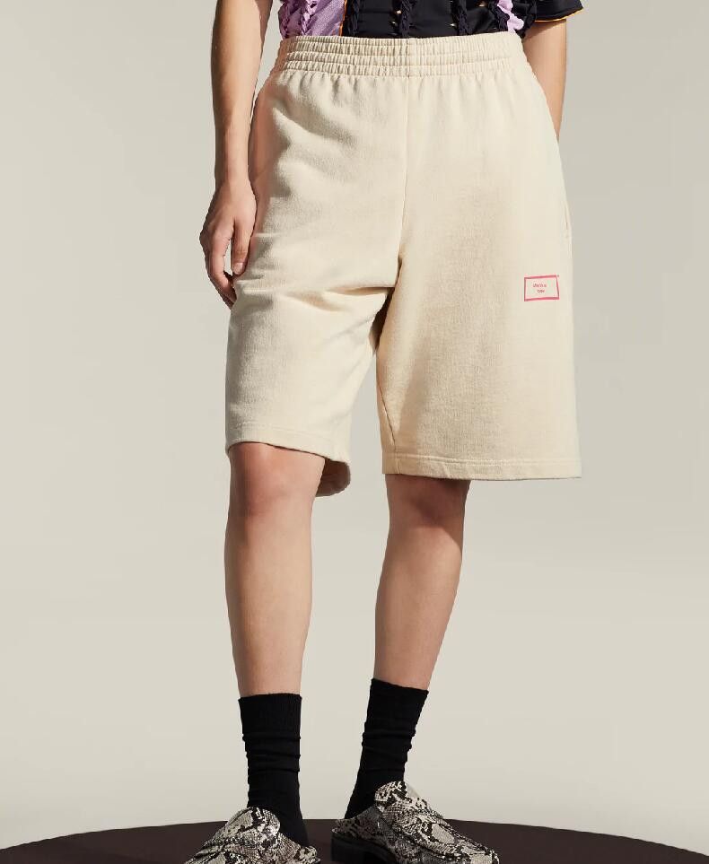 image of Ss22 Martine Rose Logo Wide Leg Shorts M in Stone, Men's (Size 32)