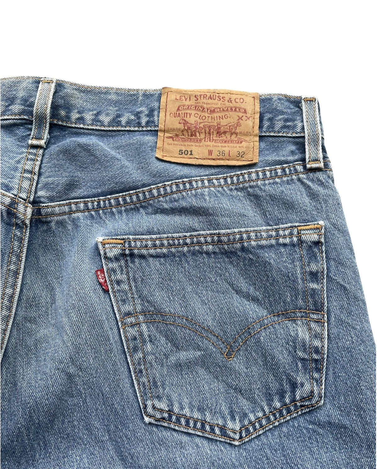 Levi's Vintage Levi’s 501 1997 Usa Aging Wash Denim Size US 35 - 8 Thumbnail