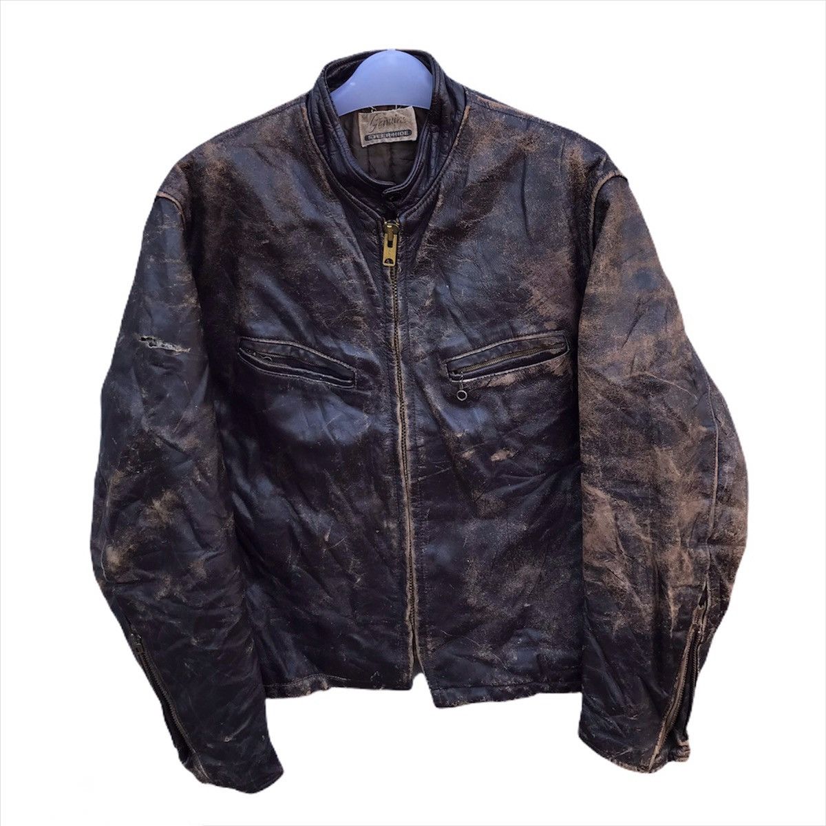 Genuine Leather Vintage 80s Leather jacket kanye west style Size US M / EU 48-50 / 2 - 7 Thumbnail