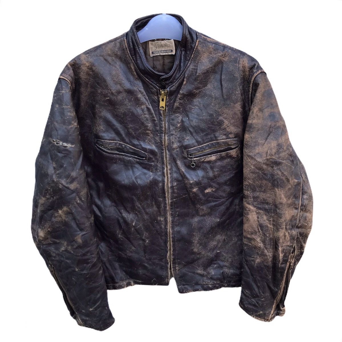 Genuine Leather Vintage 80s Leather jacket kanye west style Size US M / EU 48-50 / 2 - 1 Thumbnail