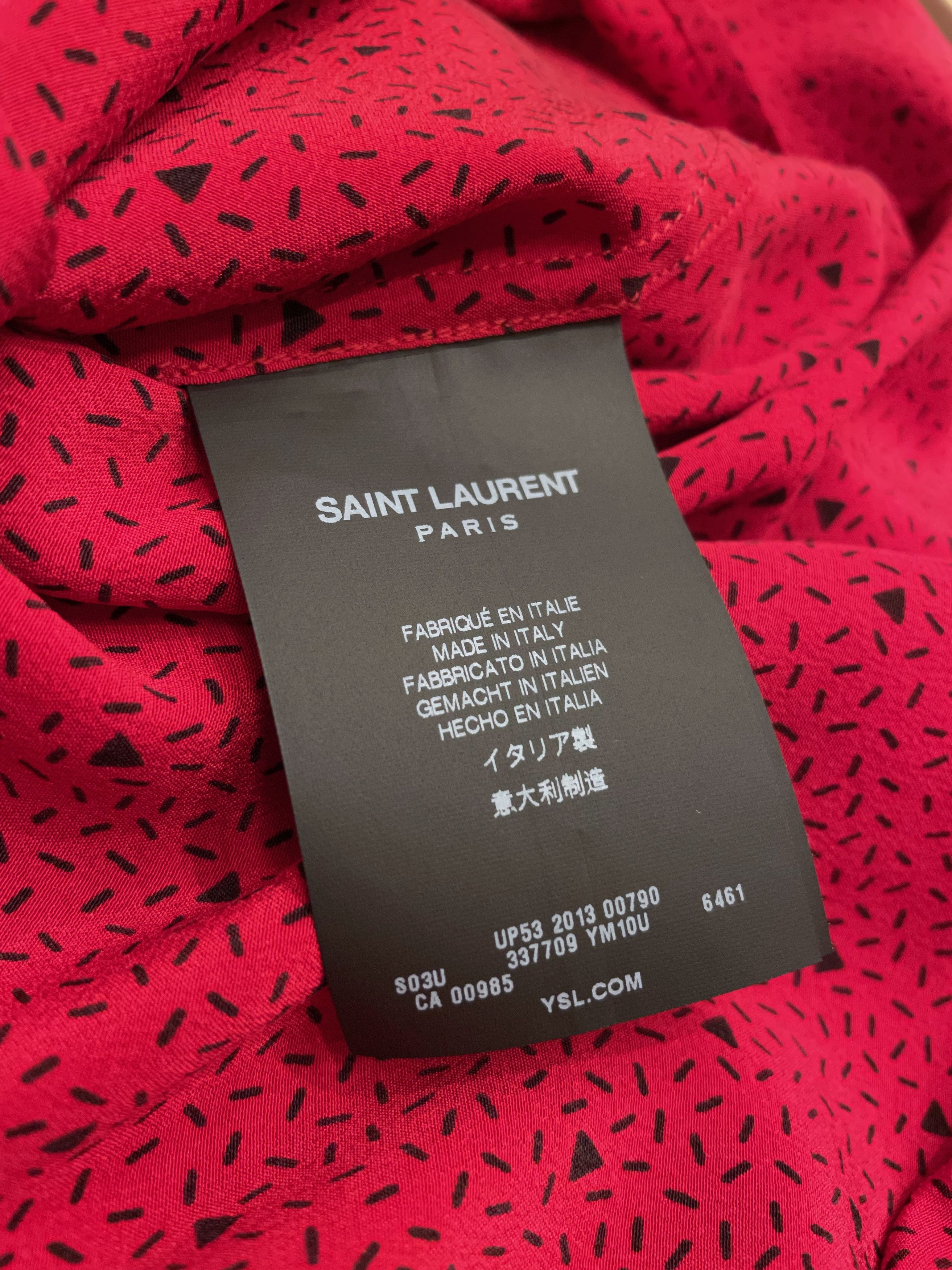 Hedi Slimane × Saint Laurent Paris RARE SS14 ROCKABILLY TRIANGLE PRINT REQUIN COLLAR SILK SHIRT Size US M / EU 48-50 / 2 - 9 Thumbnail