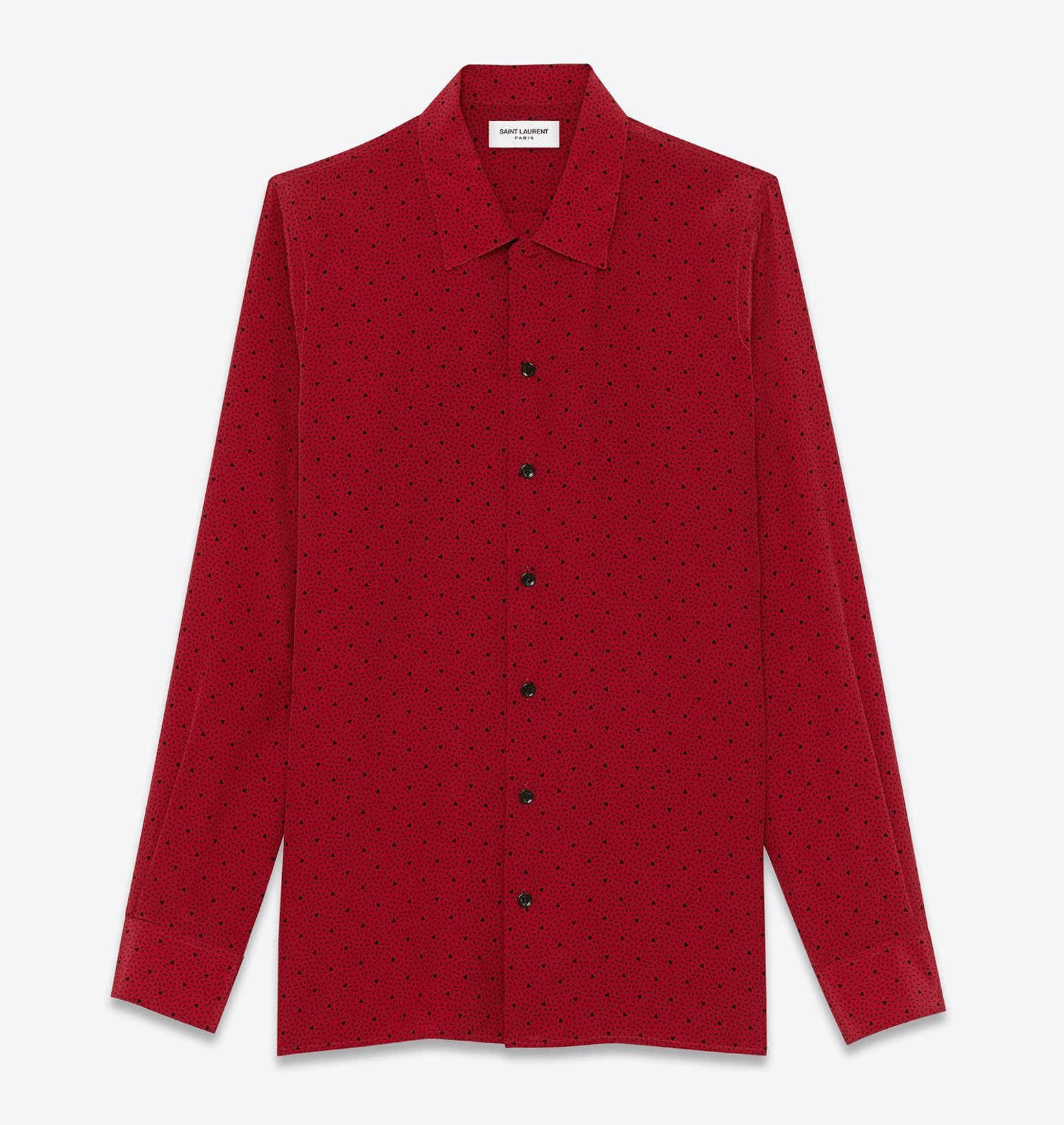 Hedi Slimane × Saint Laurent Paris RARE SS14 ROCKABILLY TRIANGLE PRINT REQUIN COLLAR SILK SHIRT Size US M / EU 48-50 / 2 - 1 Thumbnail