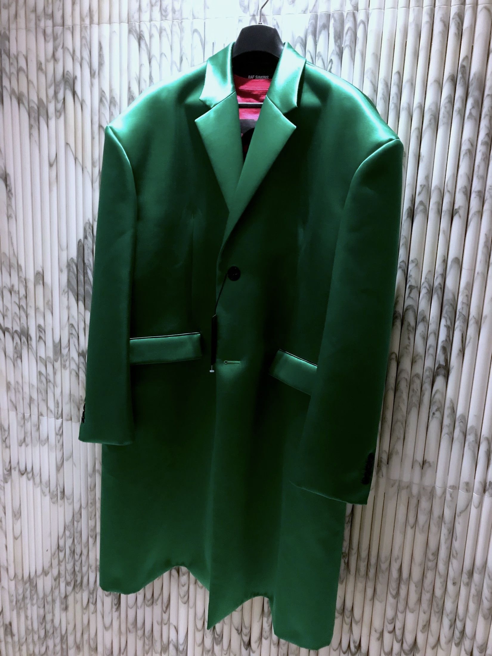 Raf Simons HOLY GRAIL EMERALD GREEN DUCHESS SATIN CHESTERFIELD COAT Size US M / EU 48-50 / 2 - 5 Thumbnail