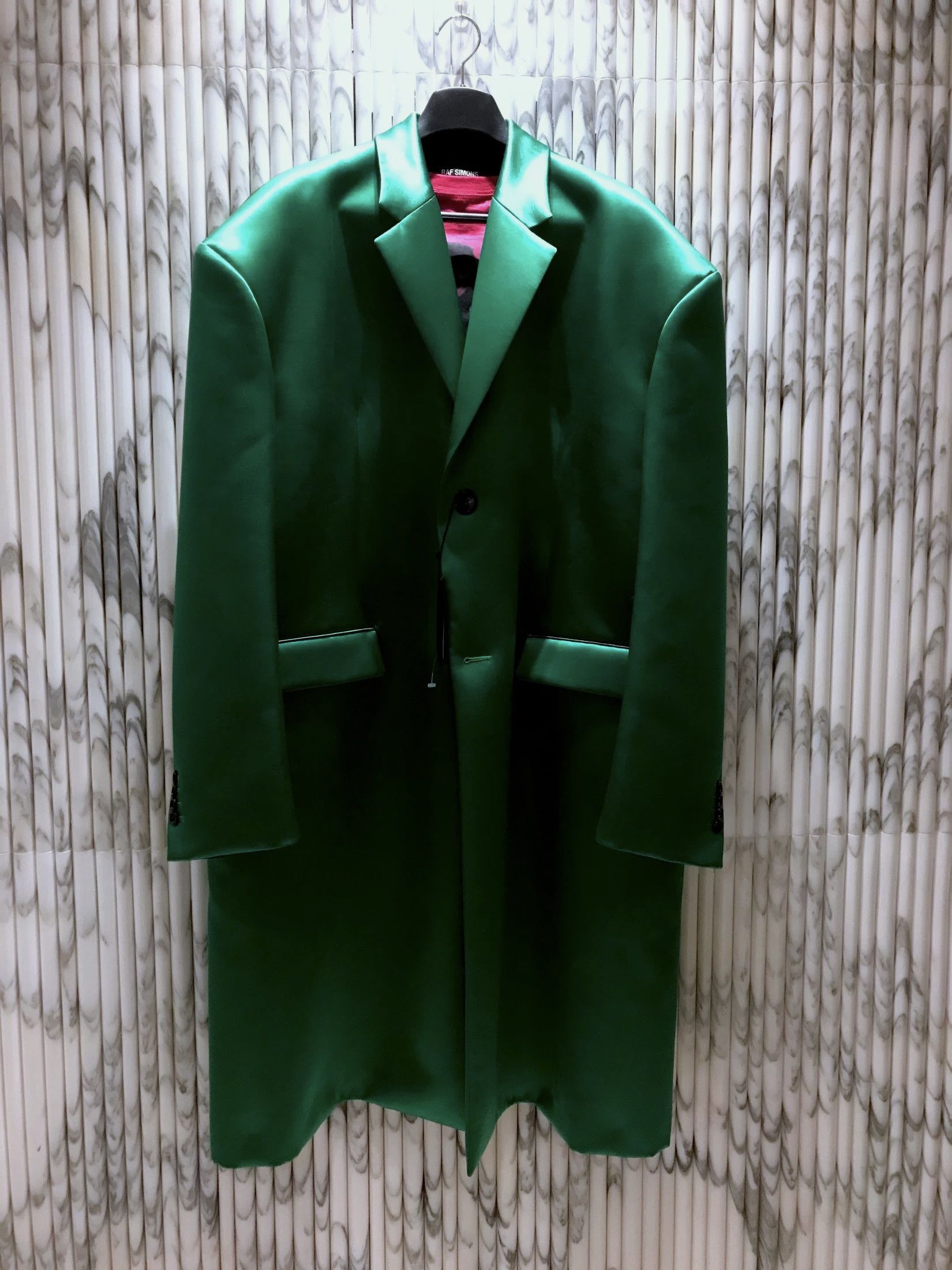 Raf Simons HOLY GRAIL EMERALD GREEN DUCHESS SATIN CHESTERFIELD COAT Size US M / EU 48-50 / 2 - 4 Thumbnail
