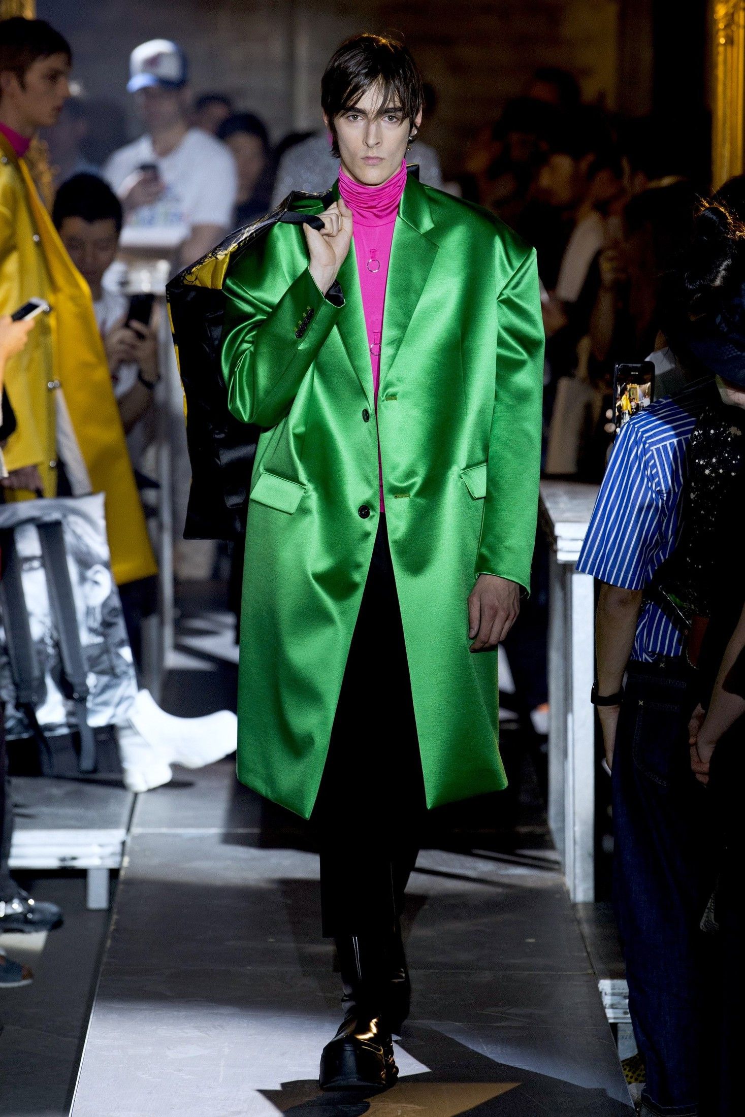 Raf Simons HOLY GRAIL EMERALD GREEN DUCHESS SATIN CHESTERFIELD COAT Size US M / EU 48-50 / 2 - 10 Thumbnail
